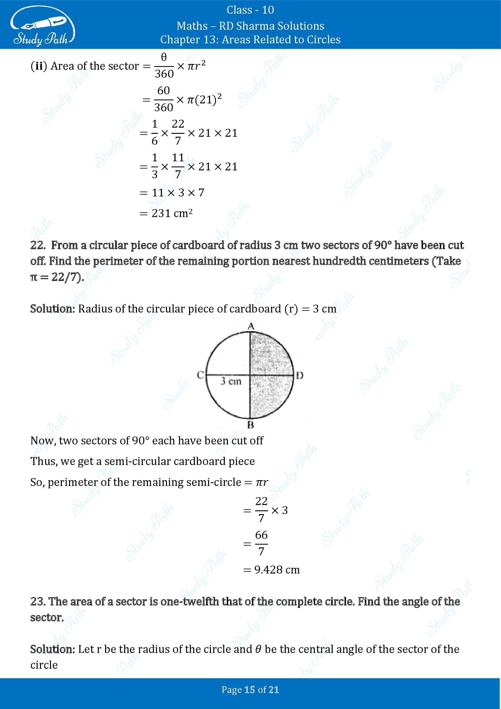 RD Sharma Solutions Class 10 Chapter 13 Areas Related to Circles Exercise 13.2 00015