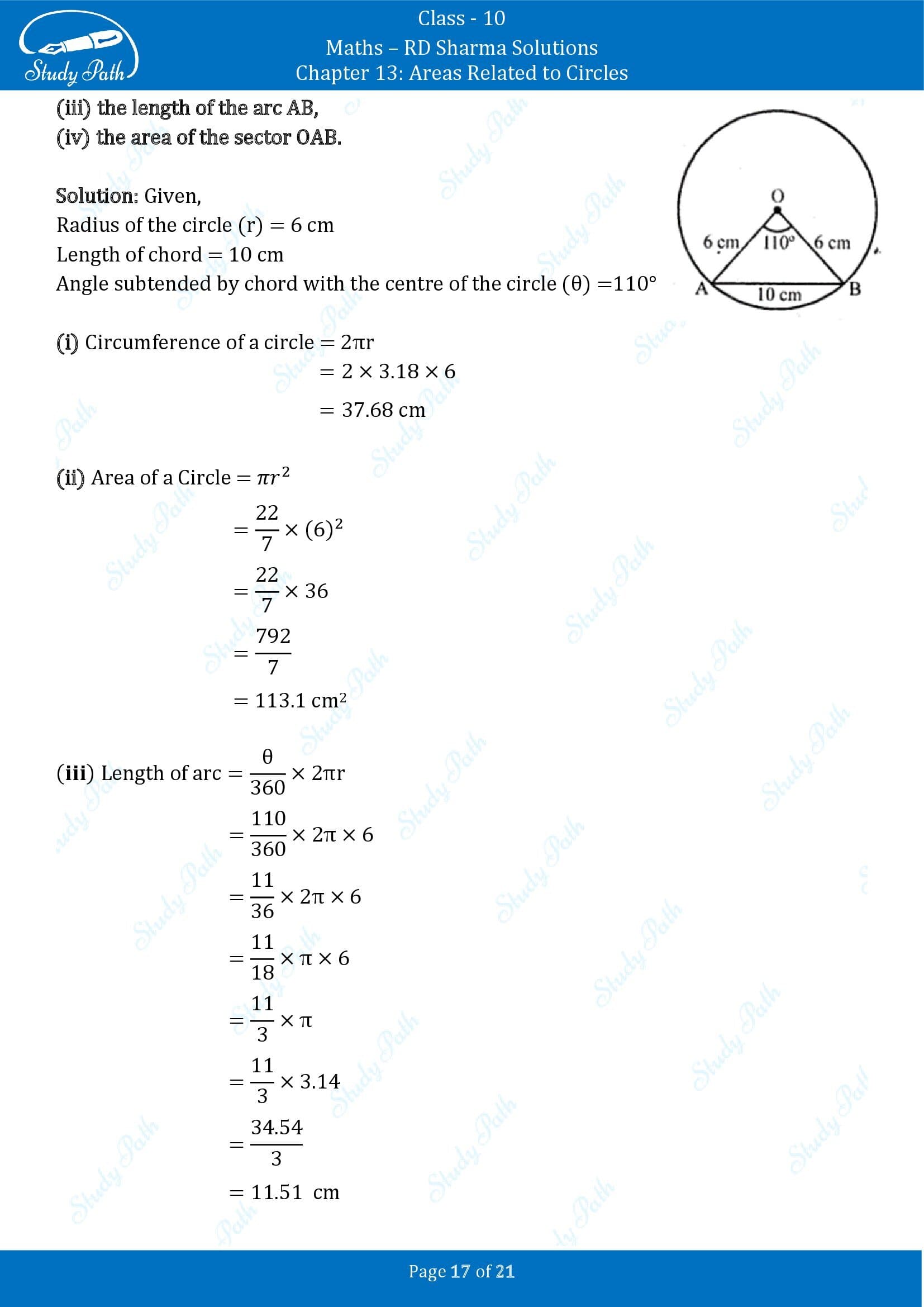 RD Sharma Solutions Class 10 Chapter 13 Areas Related to Circles Exercise 13.2 00017