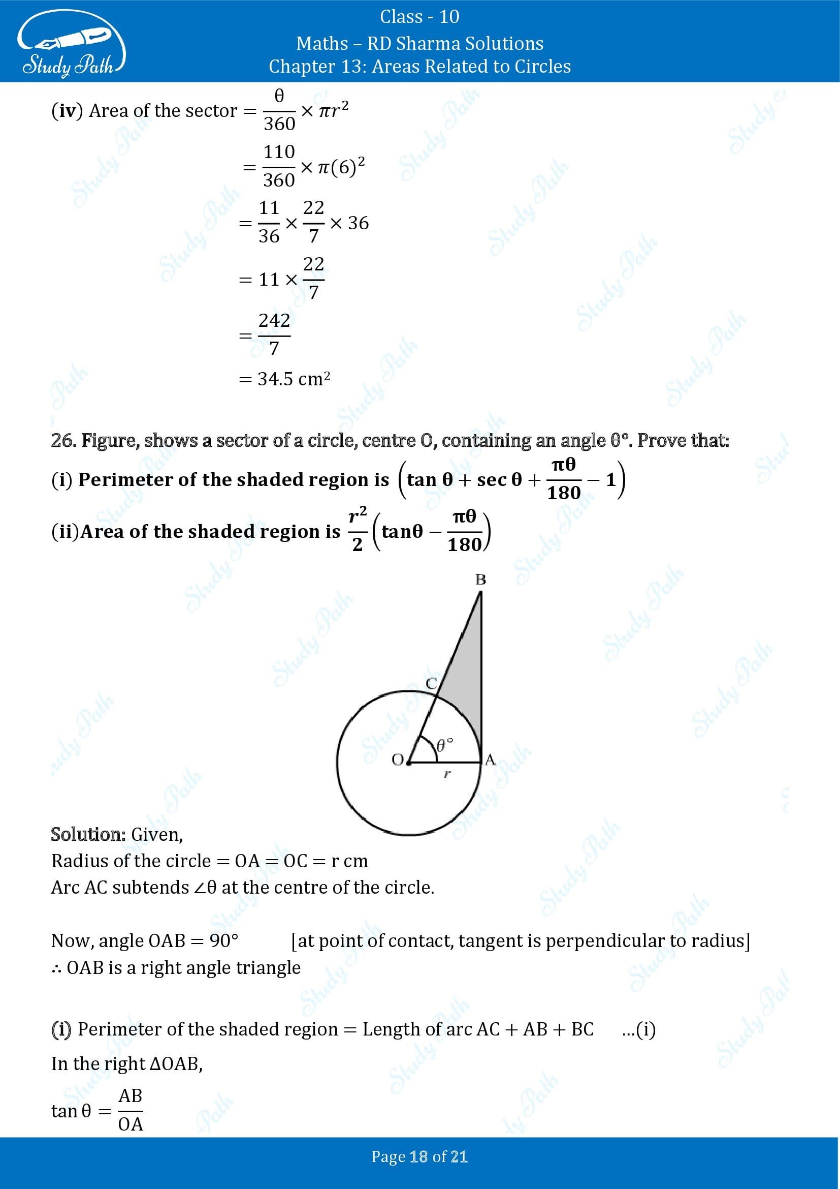 RD Sharma Solutions Class 10 Chapter 13 Areas Related to Circles Exercise 13.2 00018
