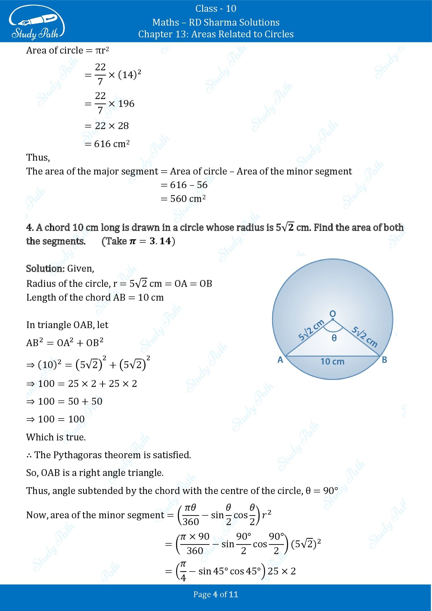 RD Sharma Solutions Class 10 Chapter 13 Areas Related to Circles Exercise 13.3 00004