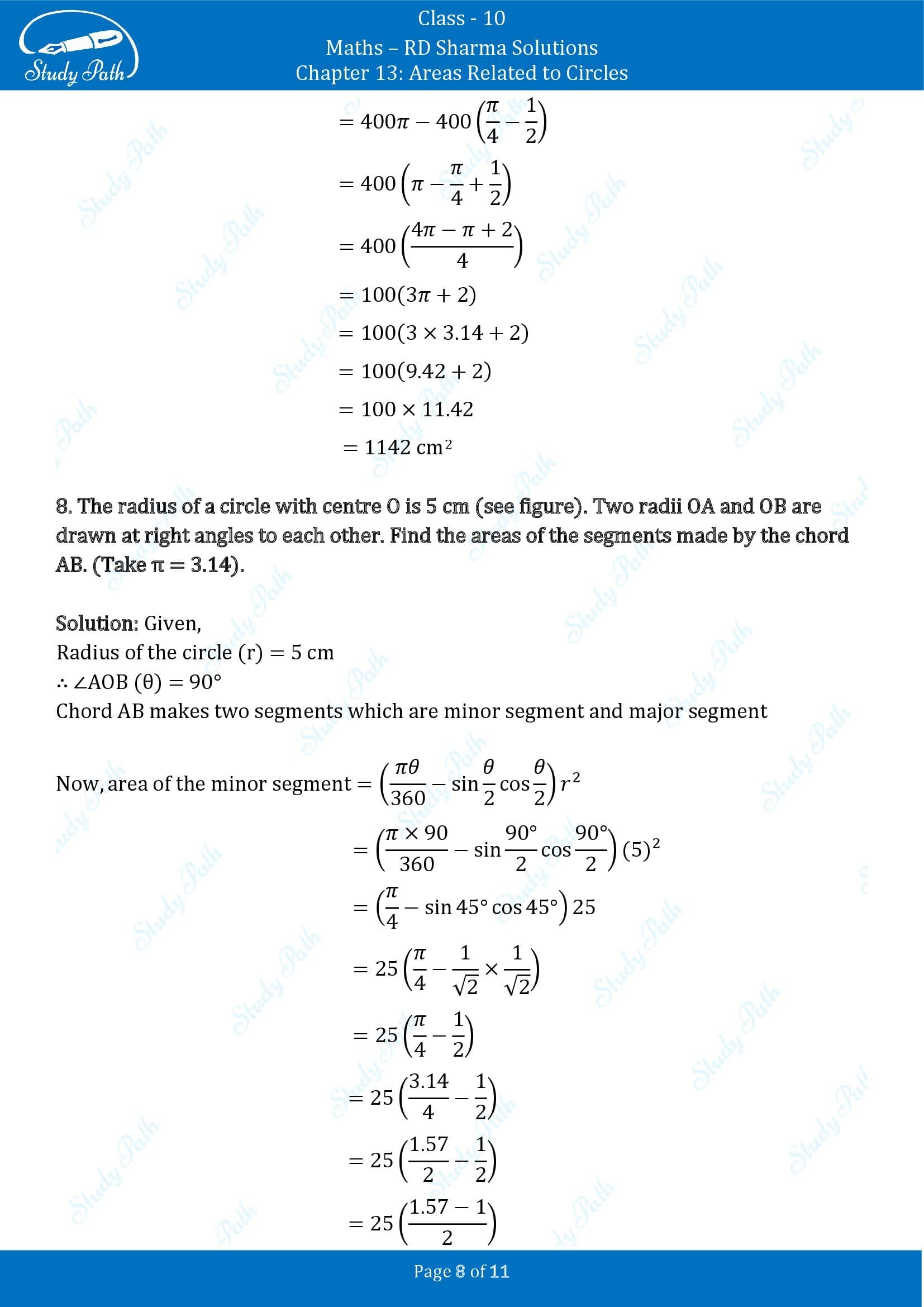 RD Sharma Solutions Class 10 Chapter 13 Areas Related to Circles Exercise 13.3 00008