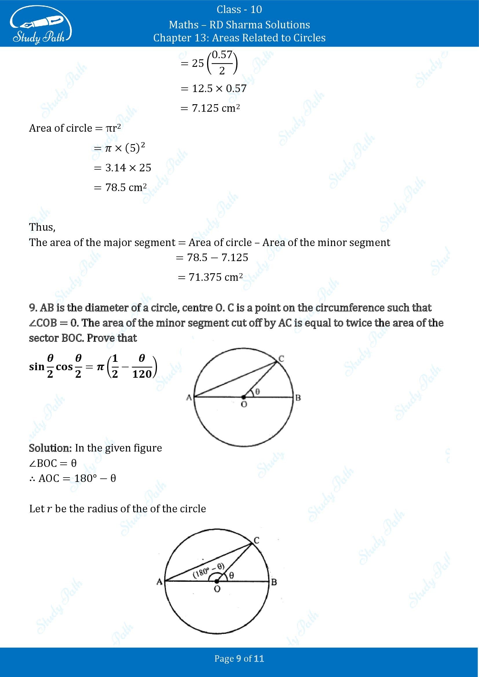 RD Sharma Solutions Class 10 Chapter 13 Areas Related to Circles Exercise 13.3 00009