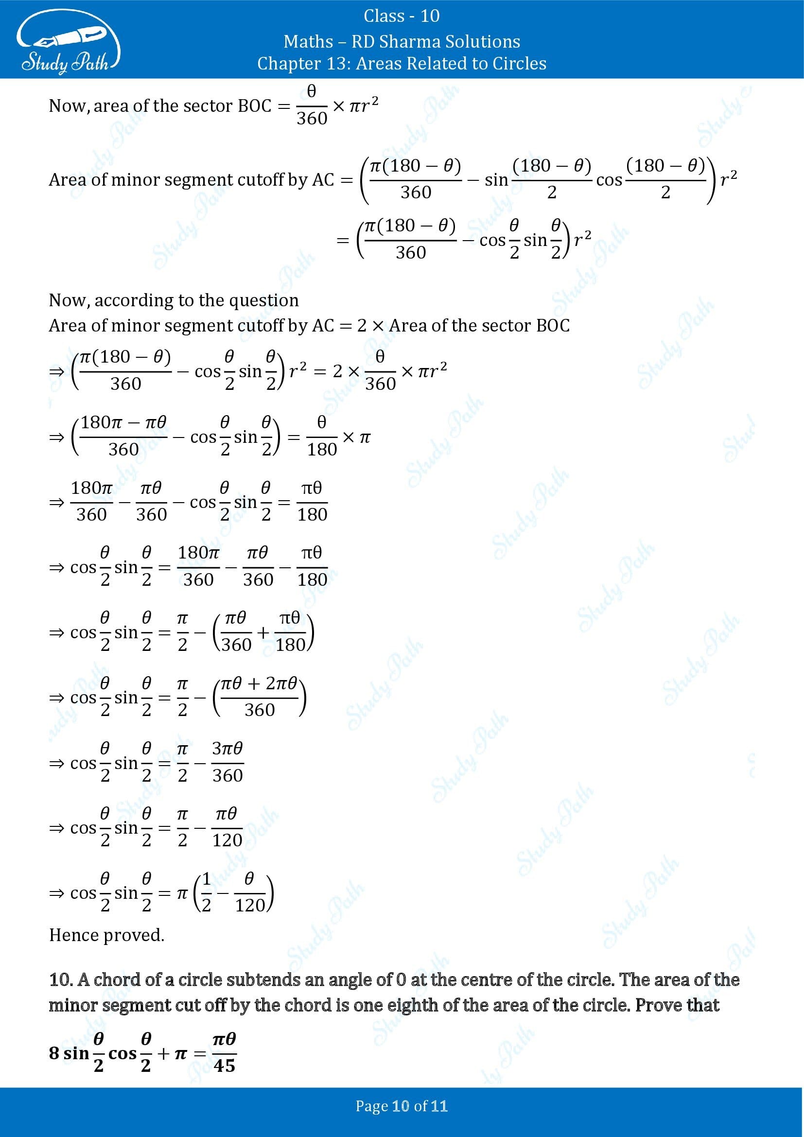 RD Sharma Solutions Class 10 Chapter 13 Areas Related to Circles Exercise 13.3 00010