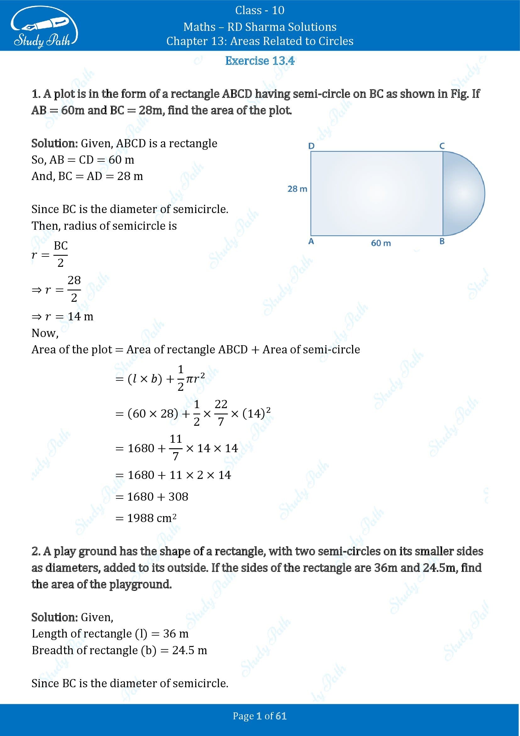 RD Sharma Solutions Class 10 Chapter 13 Areas Related to Circles Exercise 13.4 00001