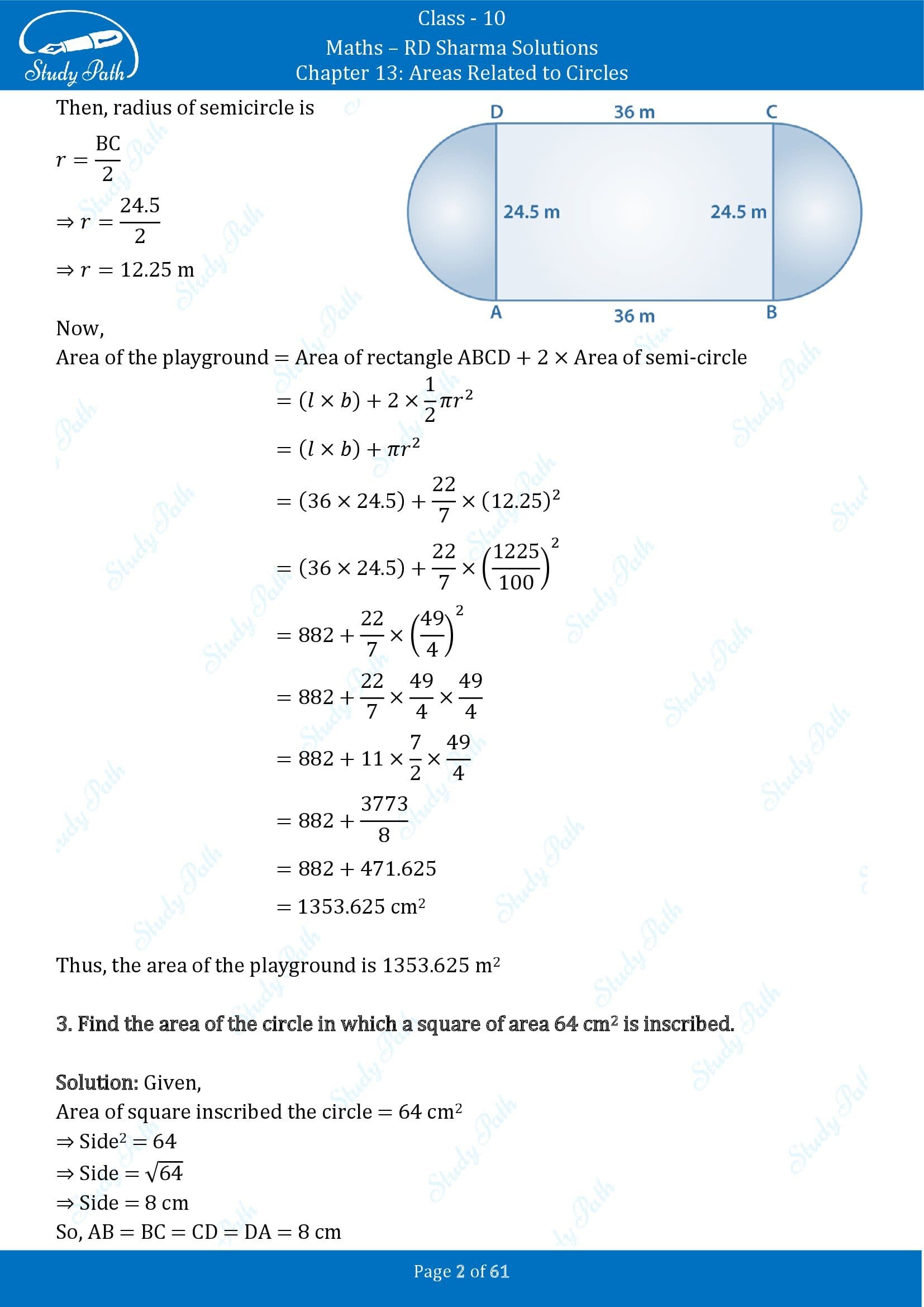 RD Sharma Solutions Class 10 Chapter 13 Areas Related to Circles Exercise 13.4 00002