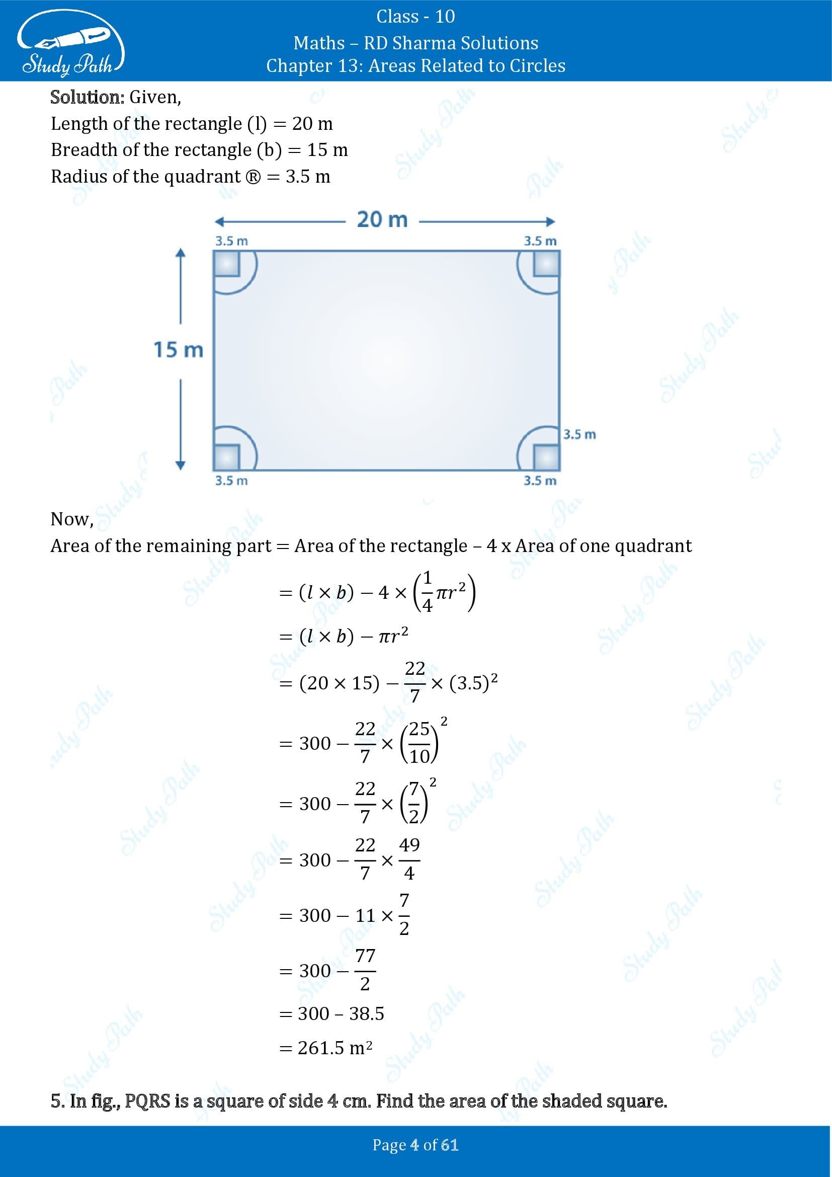 RD Sharma Solutions Class 10 Chapter 13 Areas Related to Circles Exercise 13.4 00004