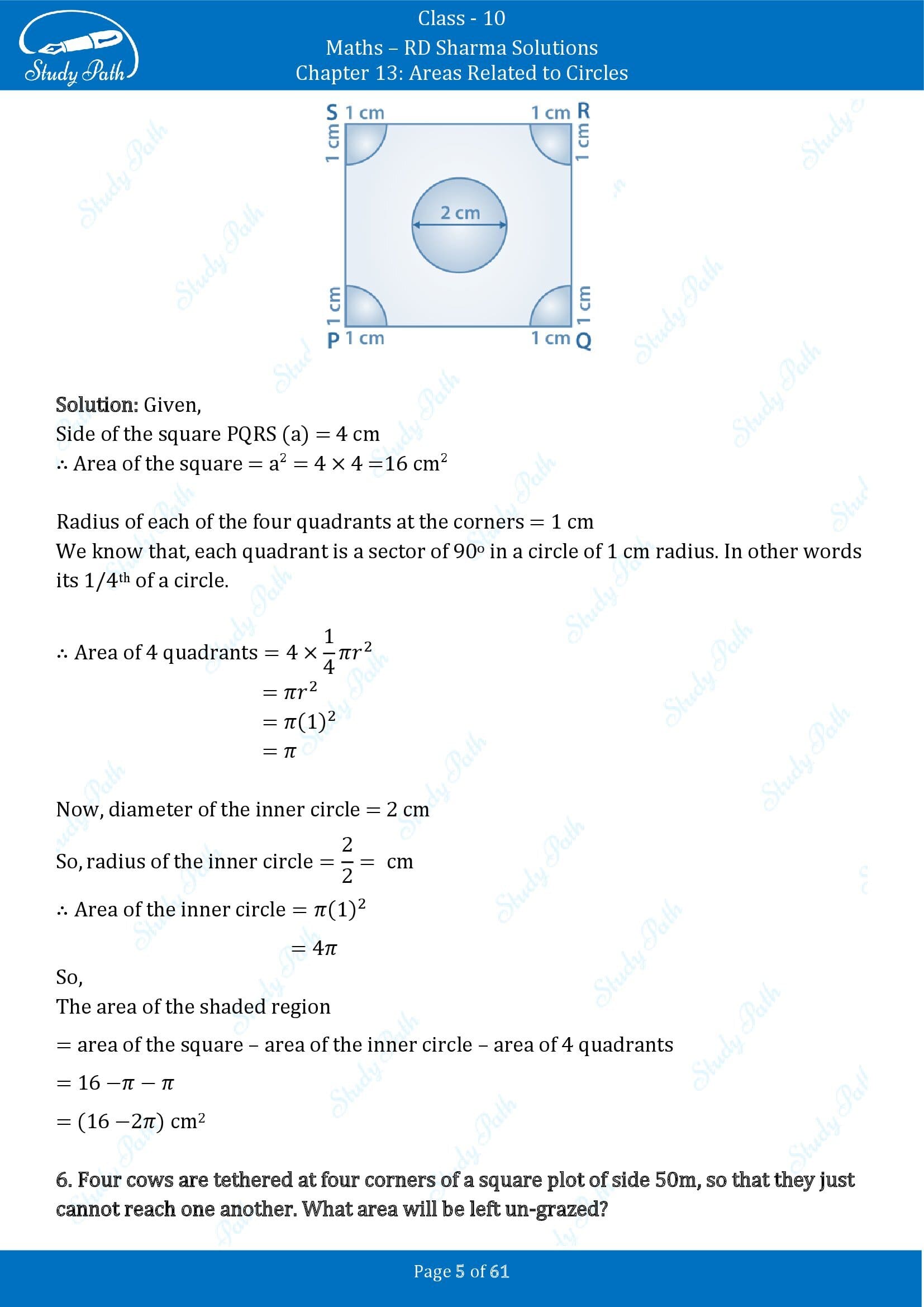 RD Sharma Solutions Class 10 Chapter 13 Areas Related to Circles Exercise 13.4 00005