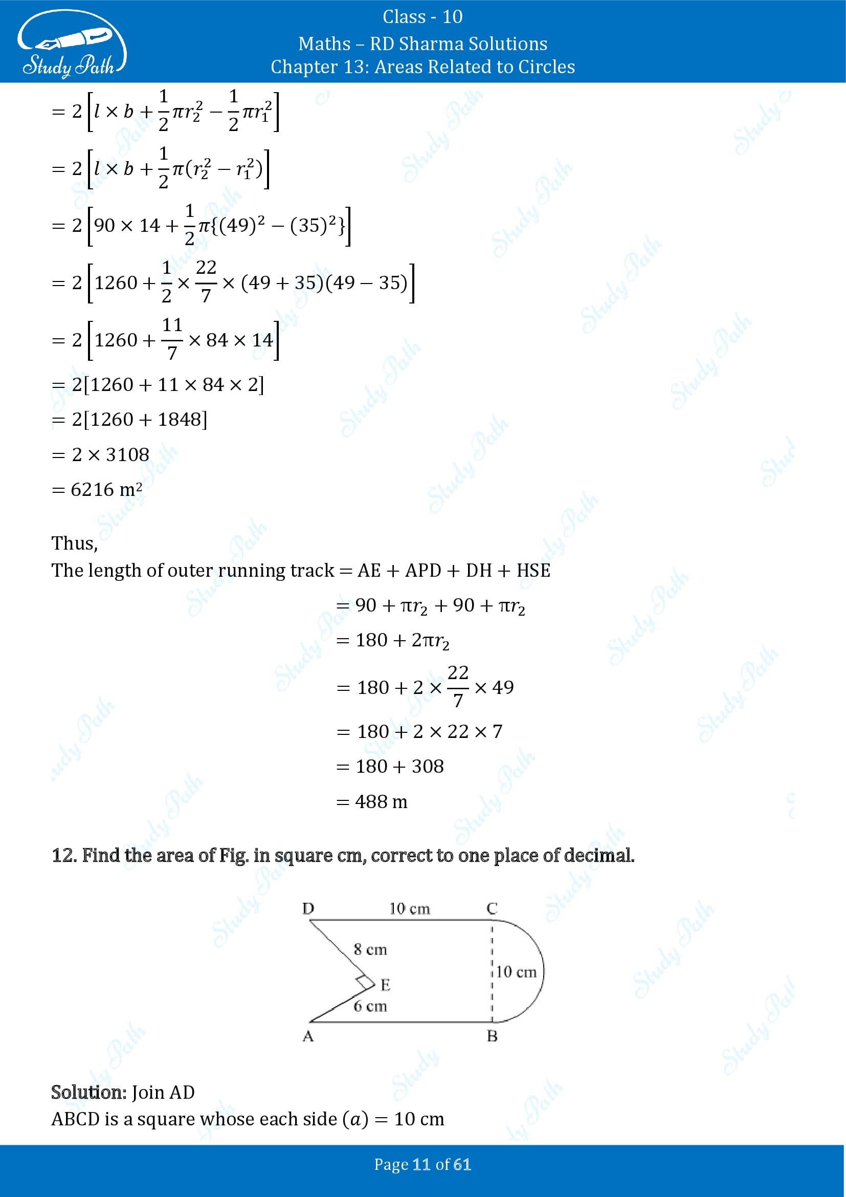 RD Sharma Solutions Class 10 Chapter 13 Areas Related to Circles Exercise 13.4 00011