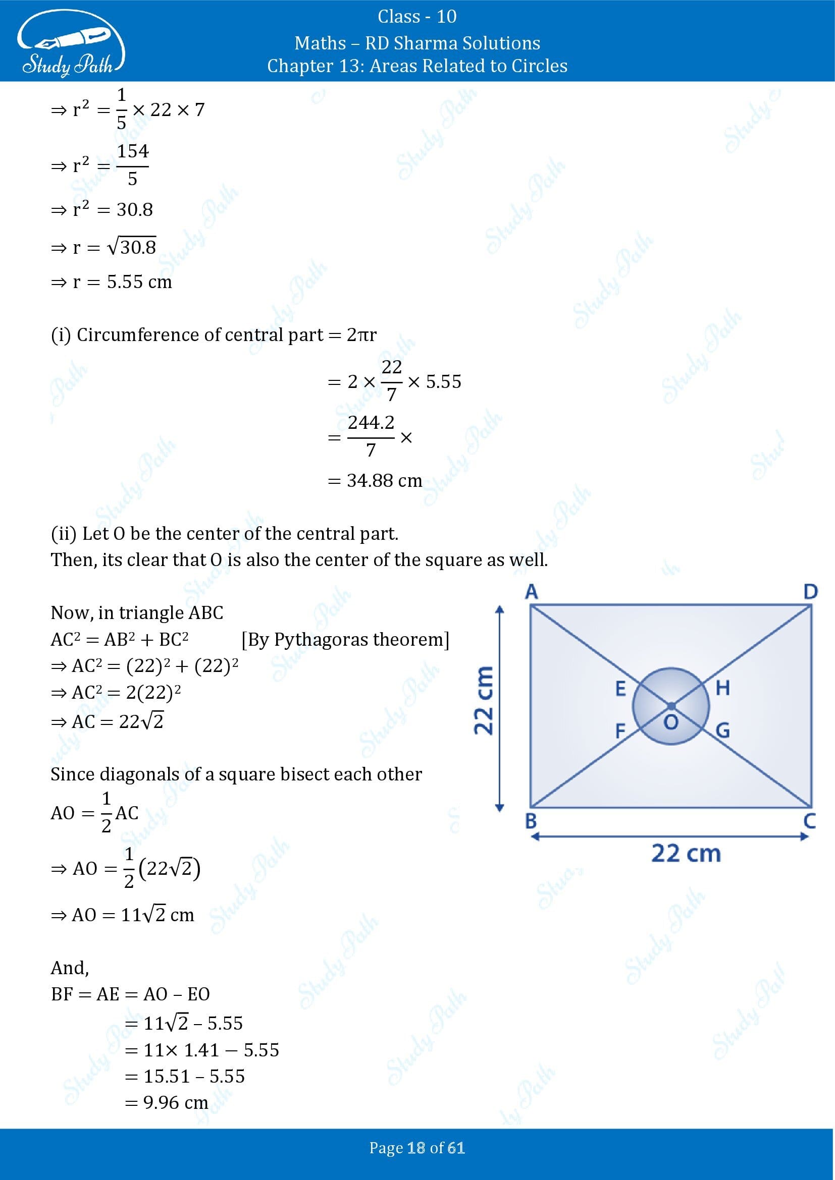 RD Sharma Solutions Class 10 Chapter 13 Areas Related to Circles Exercise 13.4 00018