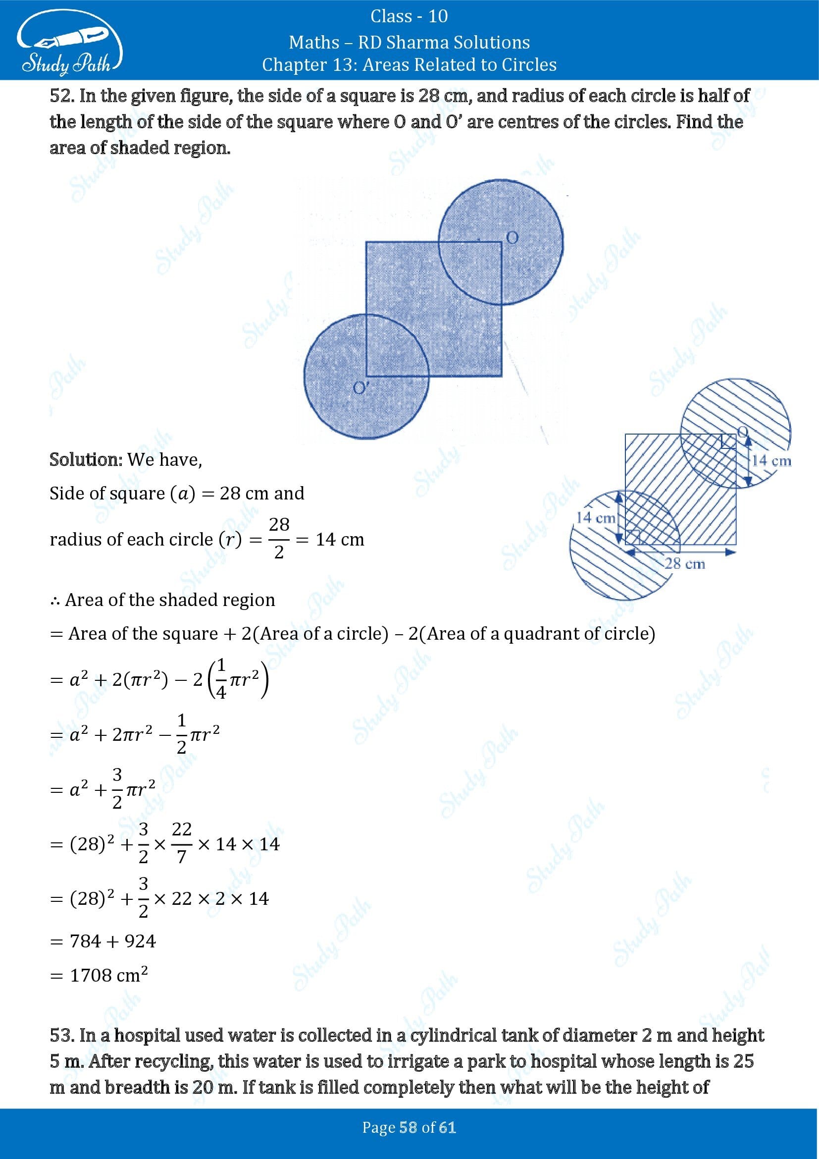 RD Sharma Solutions Class 10 Chapter 13 Areas Related to Circles Exercise 13.4 00058