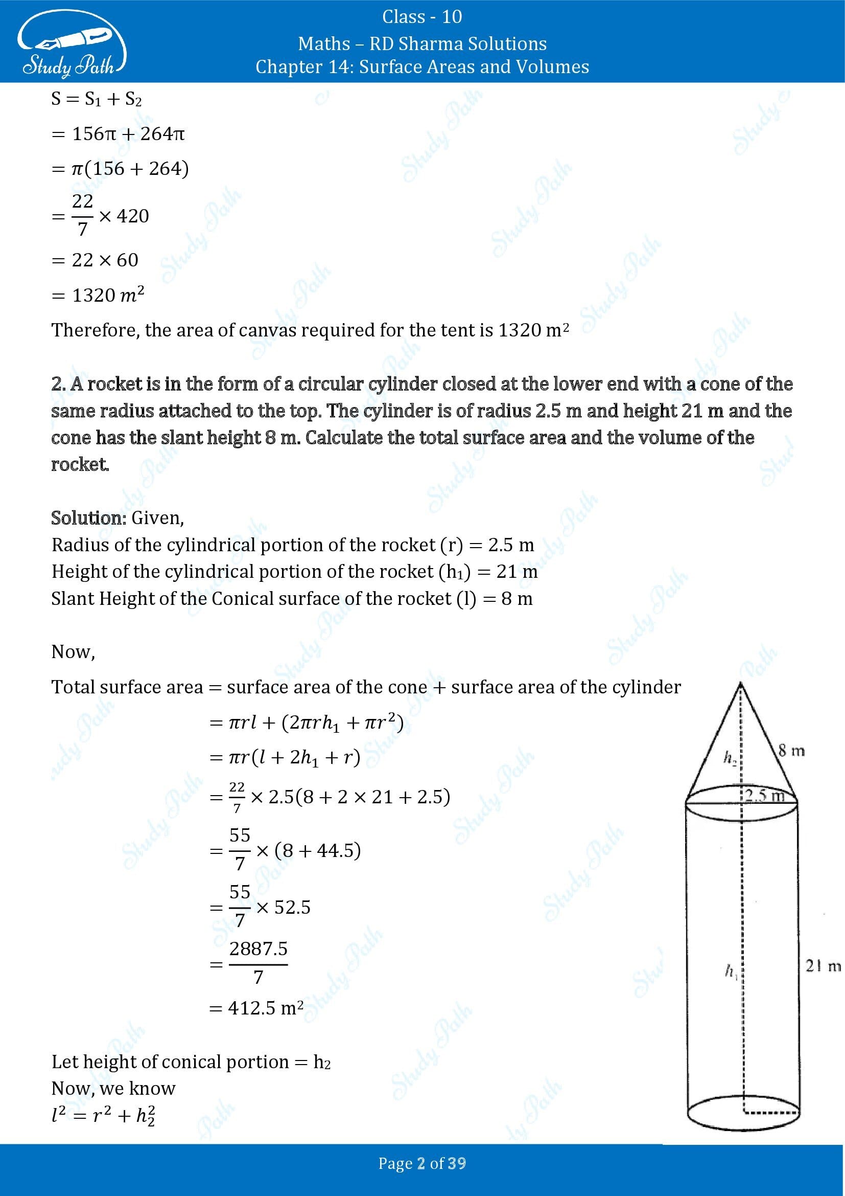 RD Sharma Solutions Class 10 Chapter 14 Surface Areas and Volumes Exercise 14.2 00002