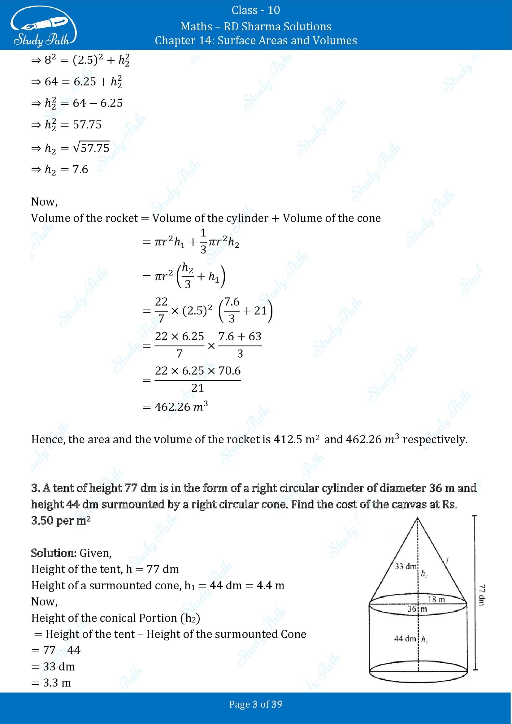 RD Sharma Solutions Class 10 Chapter 14 Surface Areas and Volumes Exercise 14.2 00003