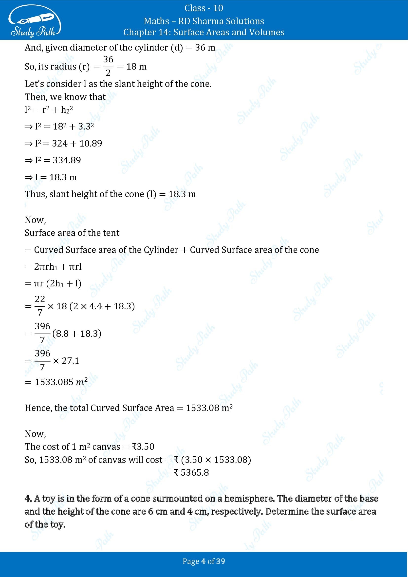 RD Sharma Solutions Class 10 Chapter 14 Surface Areas and Volumes Exercise 14.2 00004
