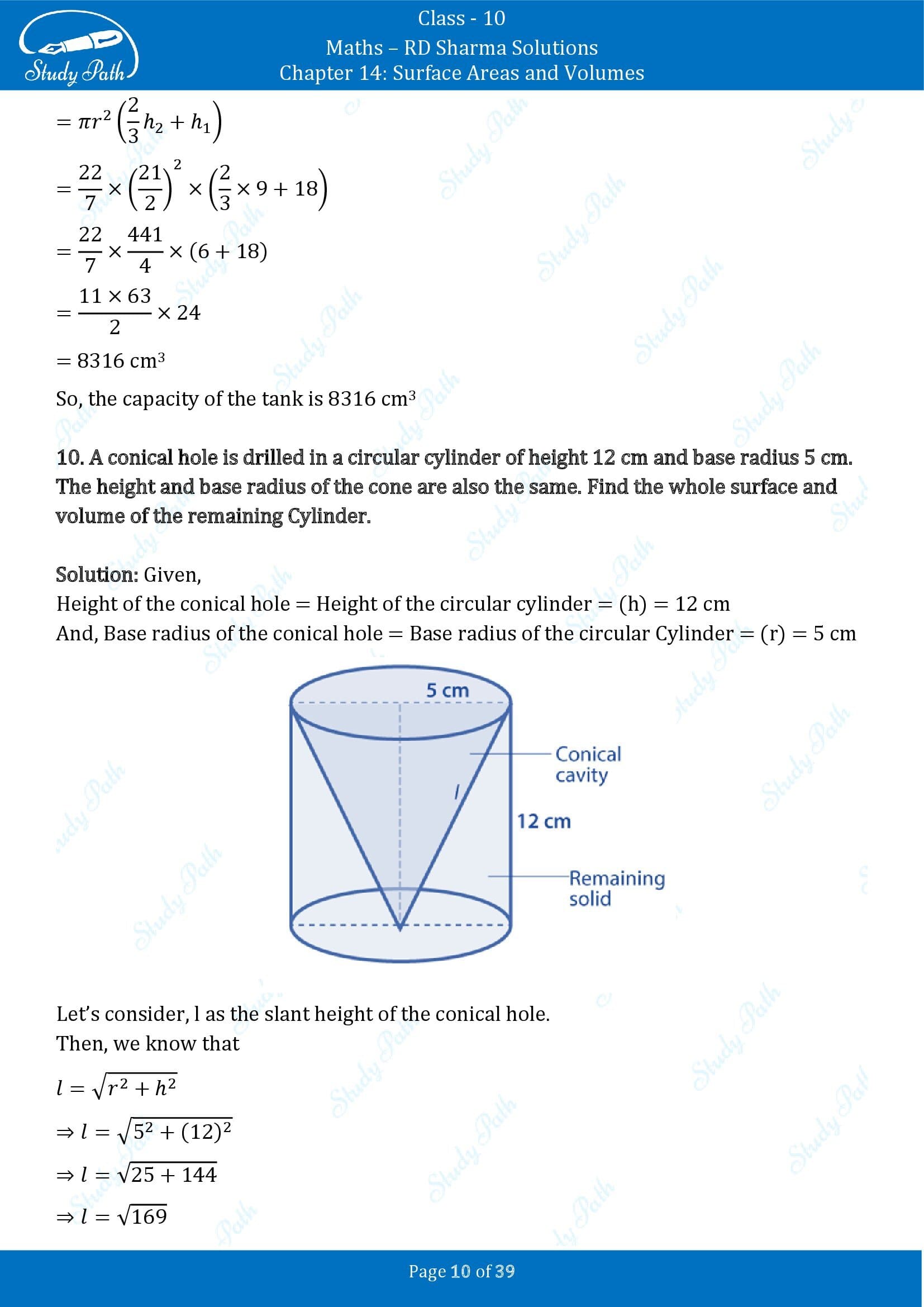 RD Sharma Solutions Class 10 Chapter 14 Surface Areas and Volumes Exercise 14.2 00010