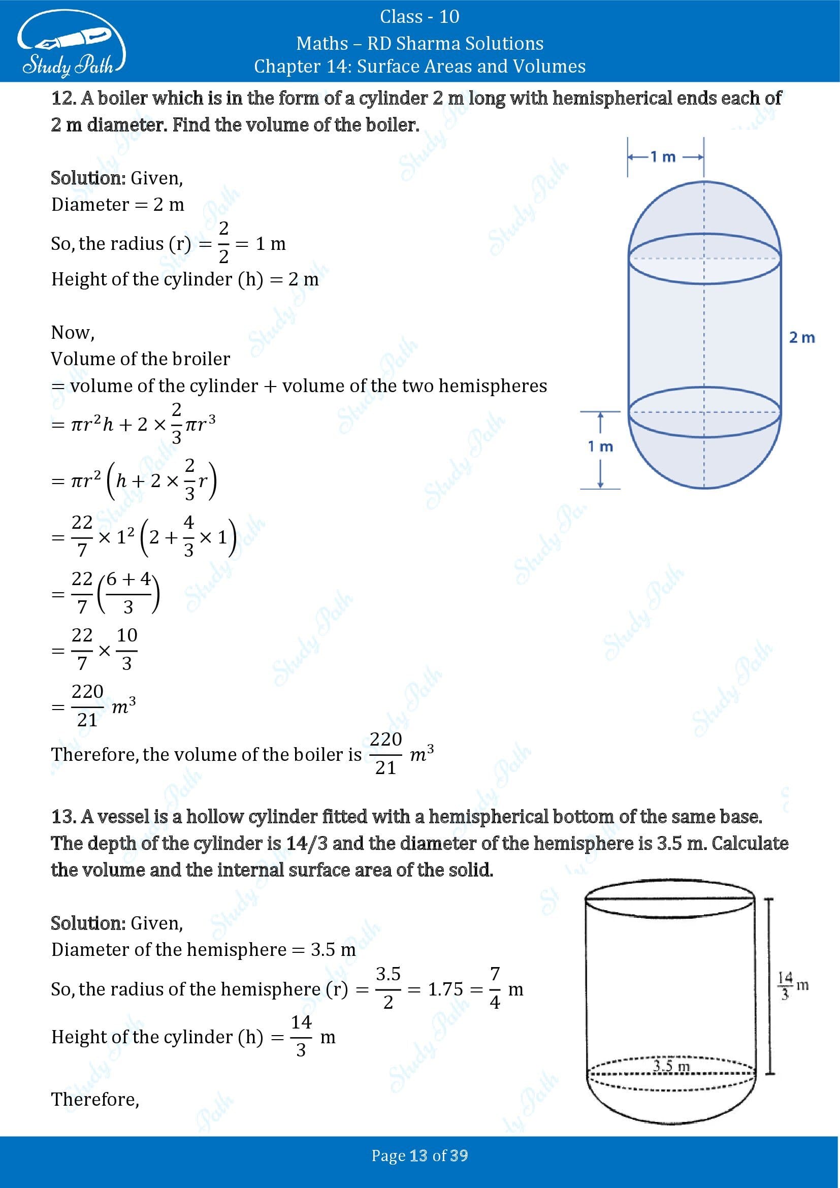 RD Sharma Solutions Class 10 Chapter 14 Surface Areas and Volumes Exercise 14.2 00013