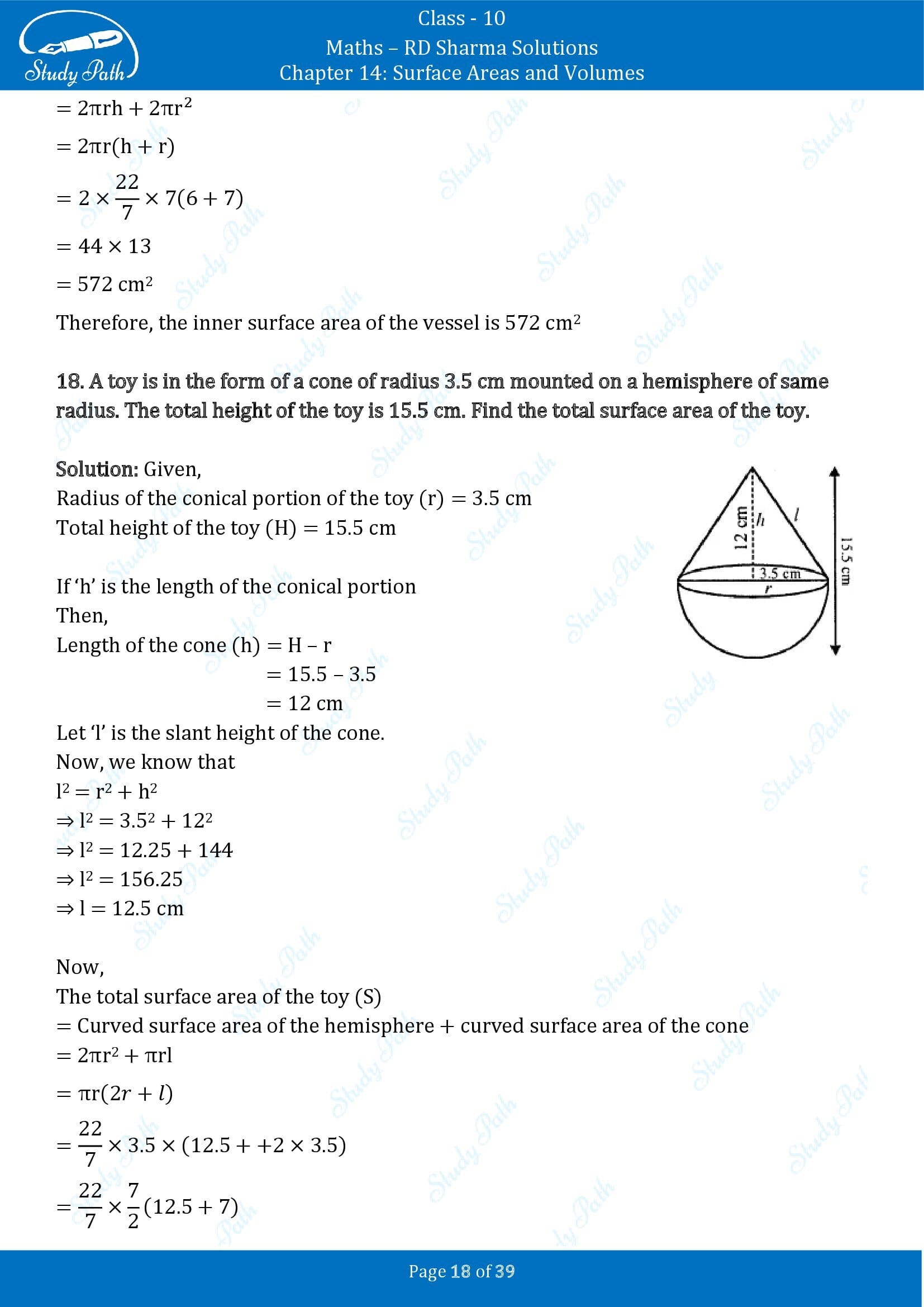 RD Sharma Solutions Class 10 Chapter 14 Surface Areas and Volumes Exercise 14.2 00018
