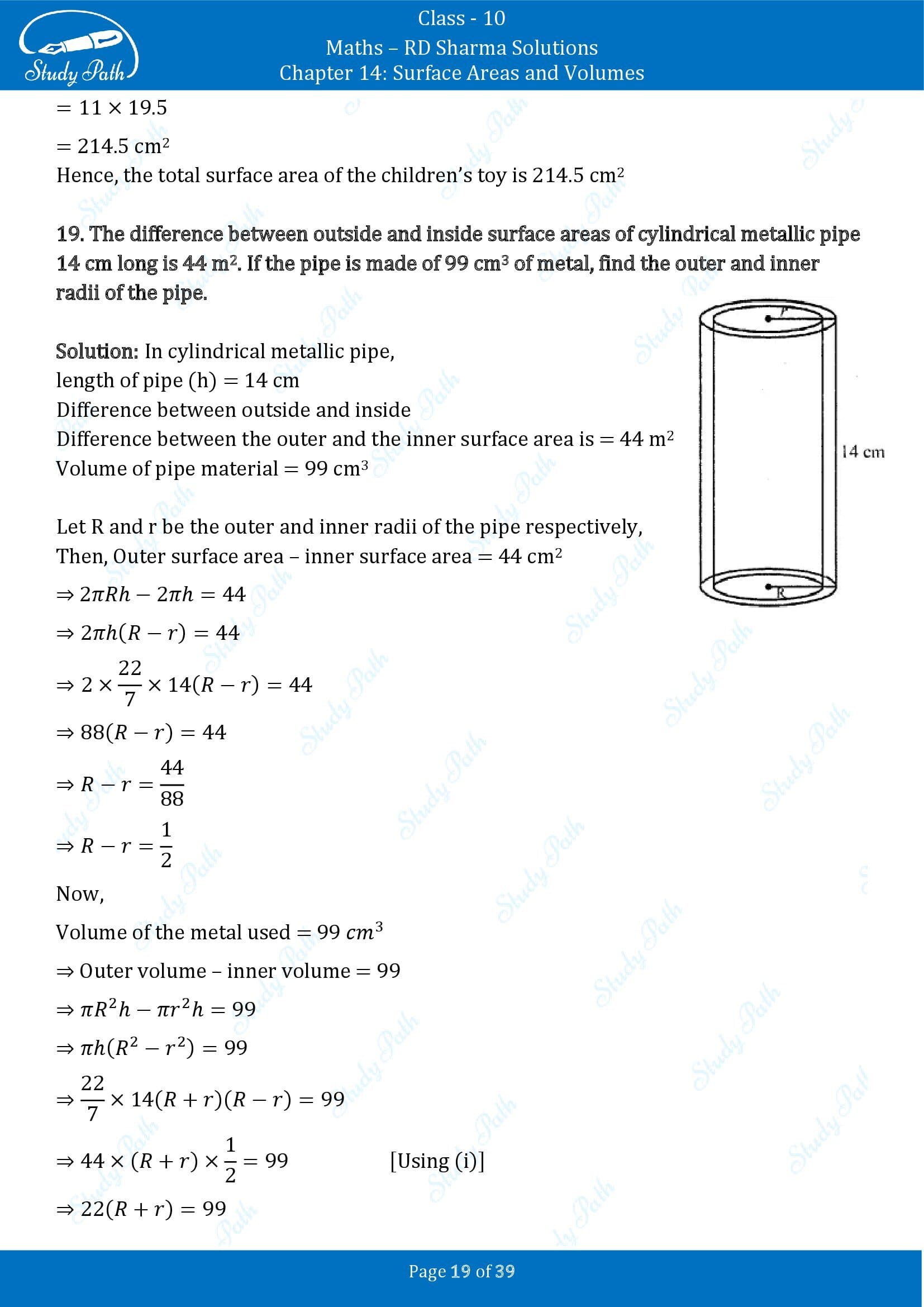 RD Sharma Solutions Class 10 Chapter 14 Surface Areas and Volumes Exercise 14.2 00019
