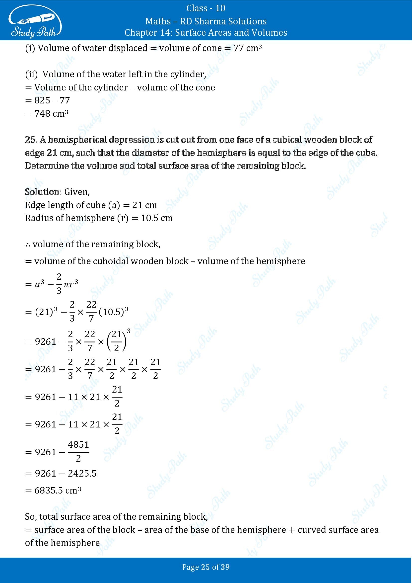 RD Sharma Solutions Class 10 Chapter 14 Surface Areas and Volumes Exercise 14.2 00025