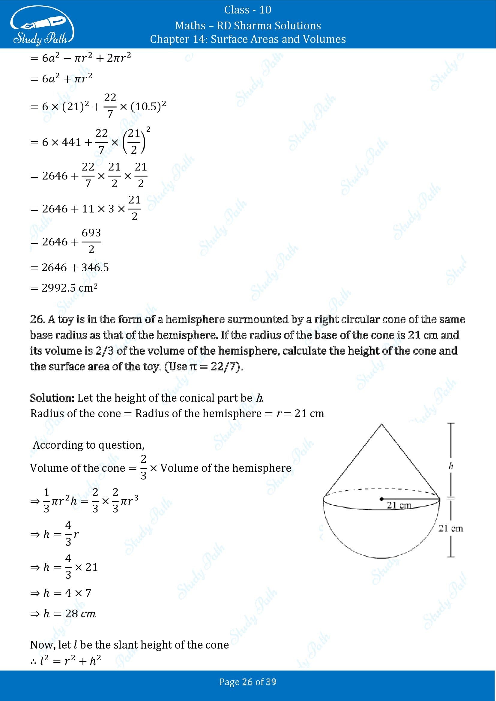 RD Sharma Solutions Class 10 Chapter 14 Surface Areas and Volumes Exercise 14.2 00026