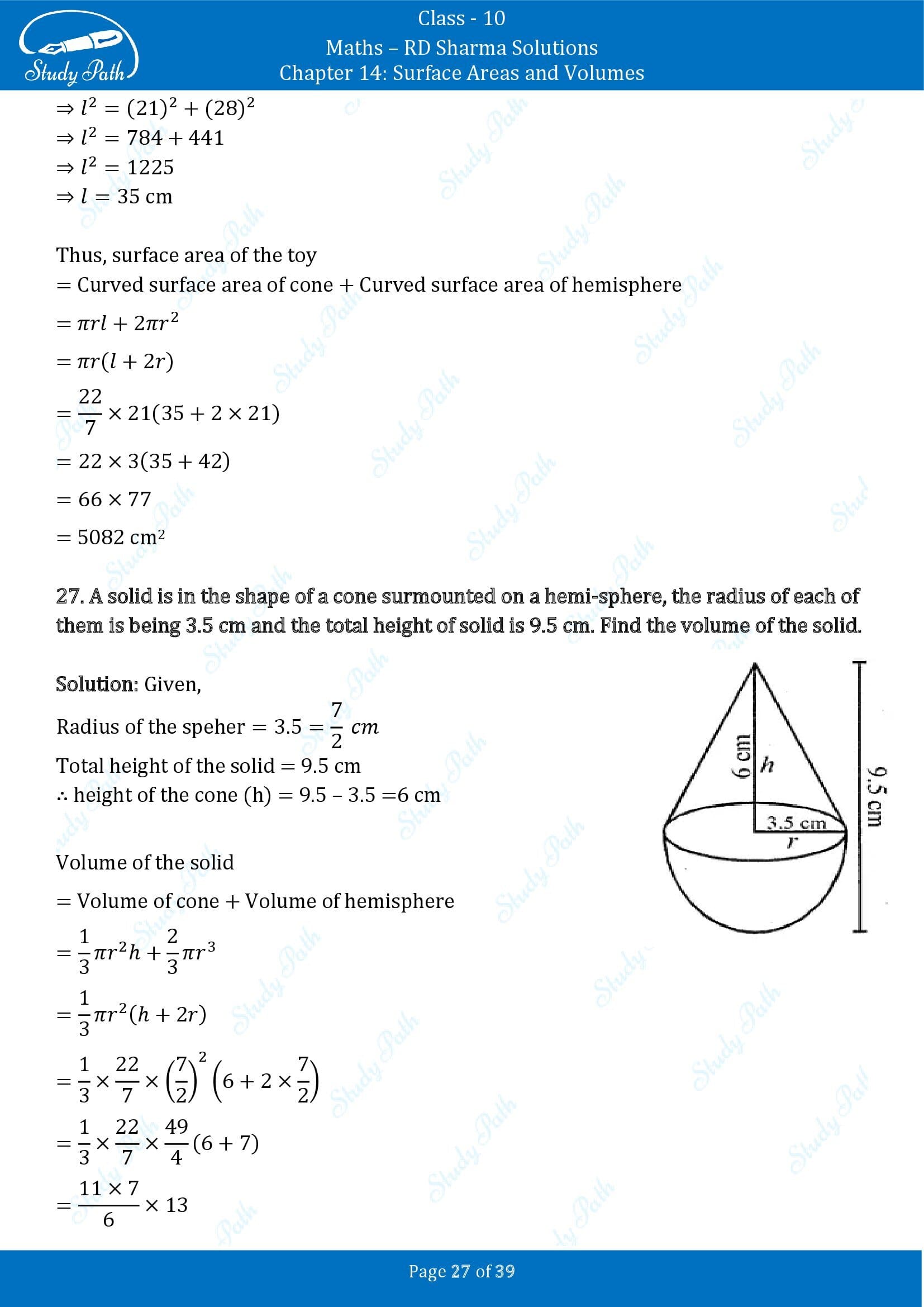 RD Sharma Solutions Class 10 Chapter 14 Surface Areas and Volumes Exercise 14.2 00027