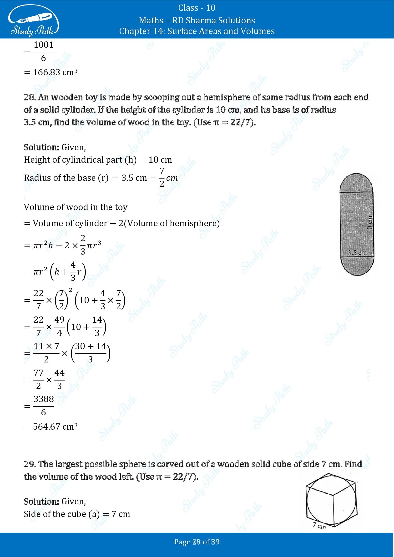 RD Sharma Solutions Class 10 Chapter 14 Surface Areas and Volumes Exercise 14.2 00028