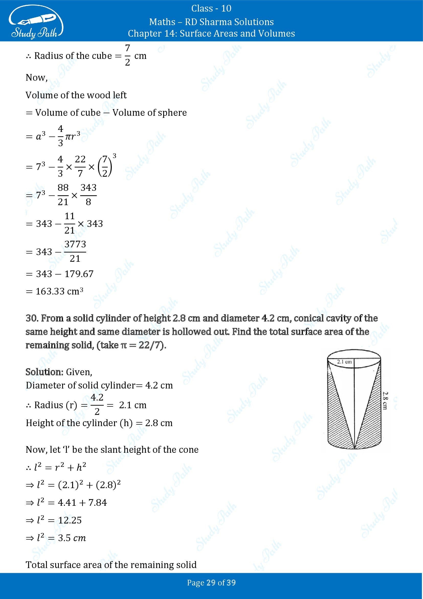 RD Sharma Solutions Class 10 Chapter 14 Surface Areas and Volumes Exercise 14.2 00029