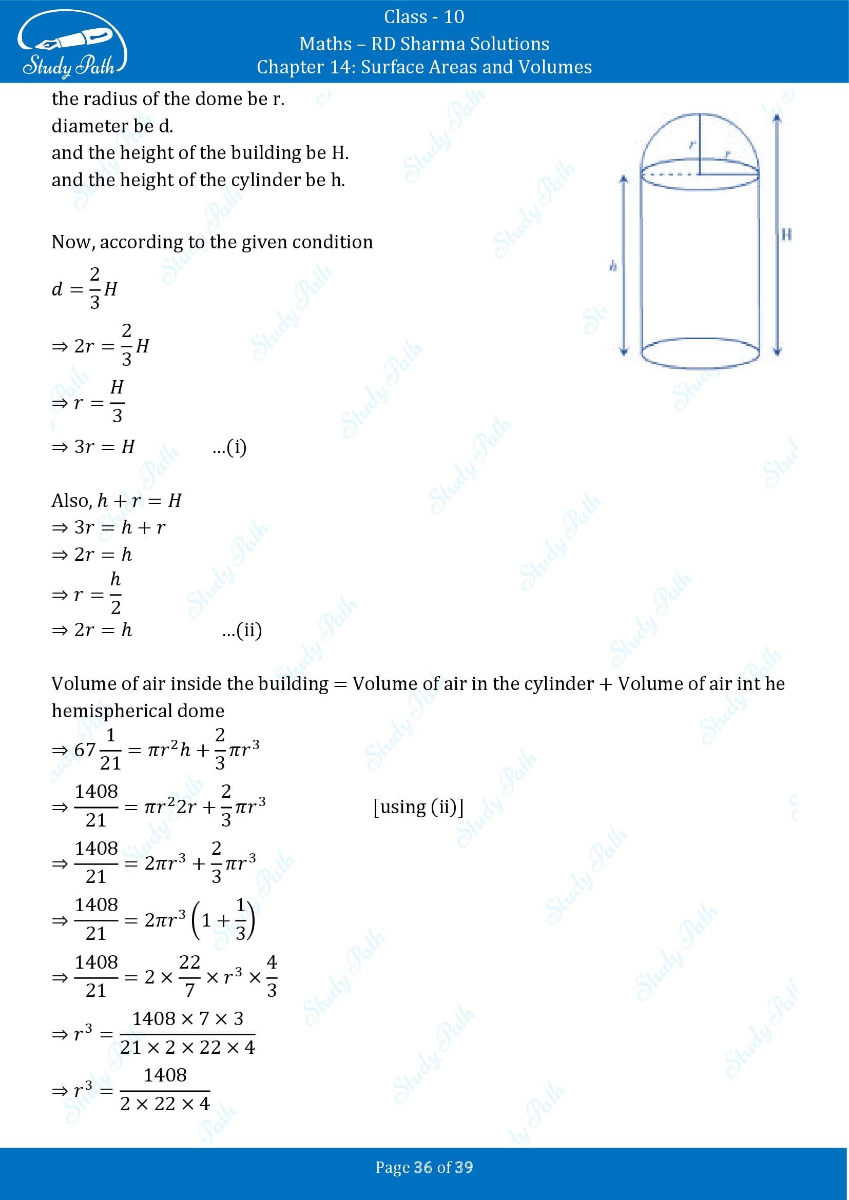 RD Sharma Solutions Class 10 Chapter 14 Surface Areas and Volumes Exercise 14.2 00036