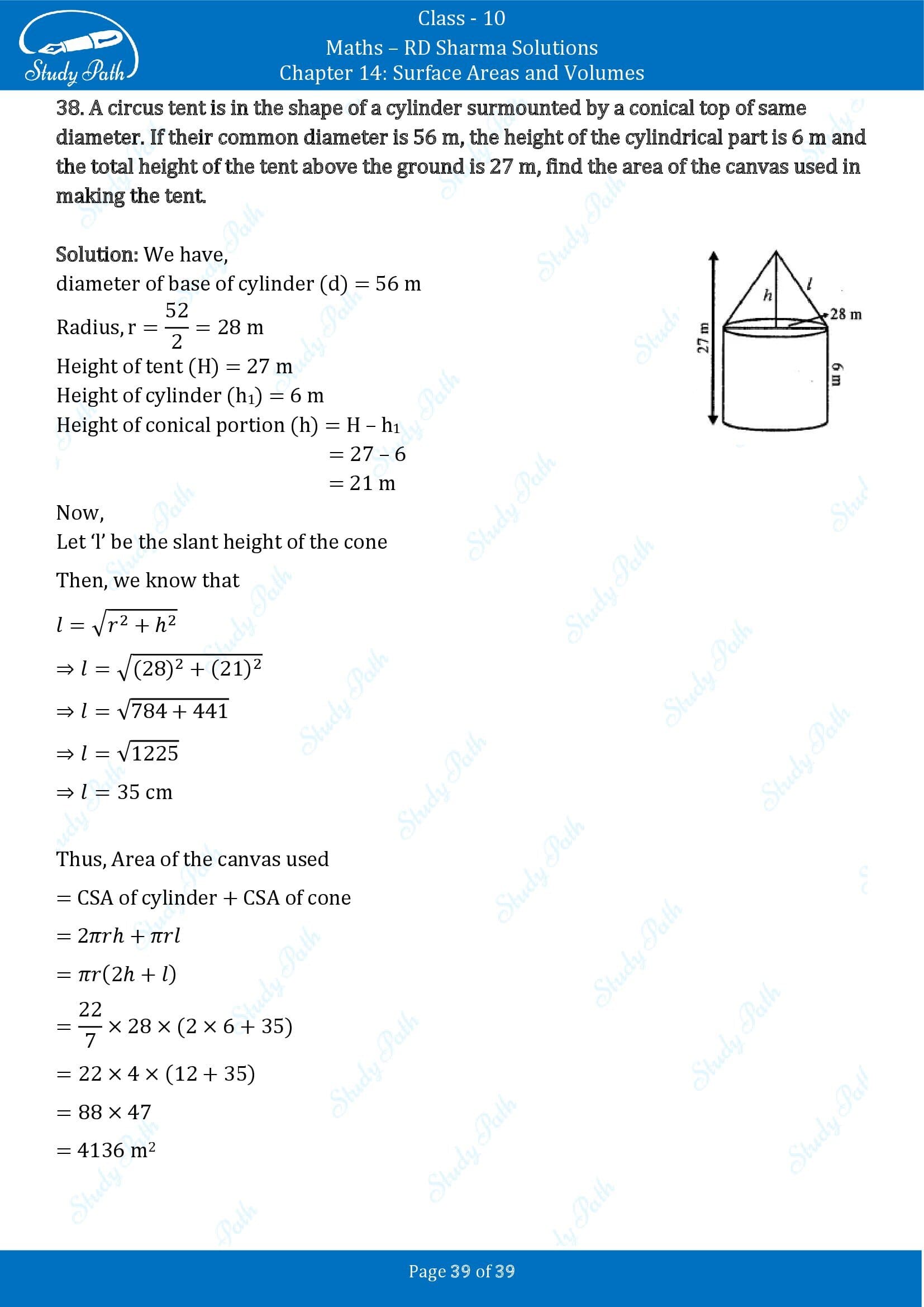 RD Sharma Solutions Class 10 Chapter 14 Surface Areas and Volumes Exercise 14.2 00039