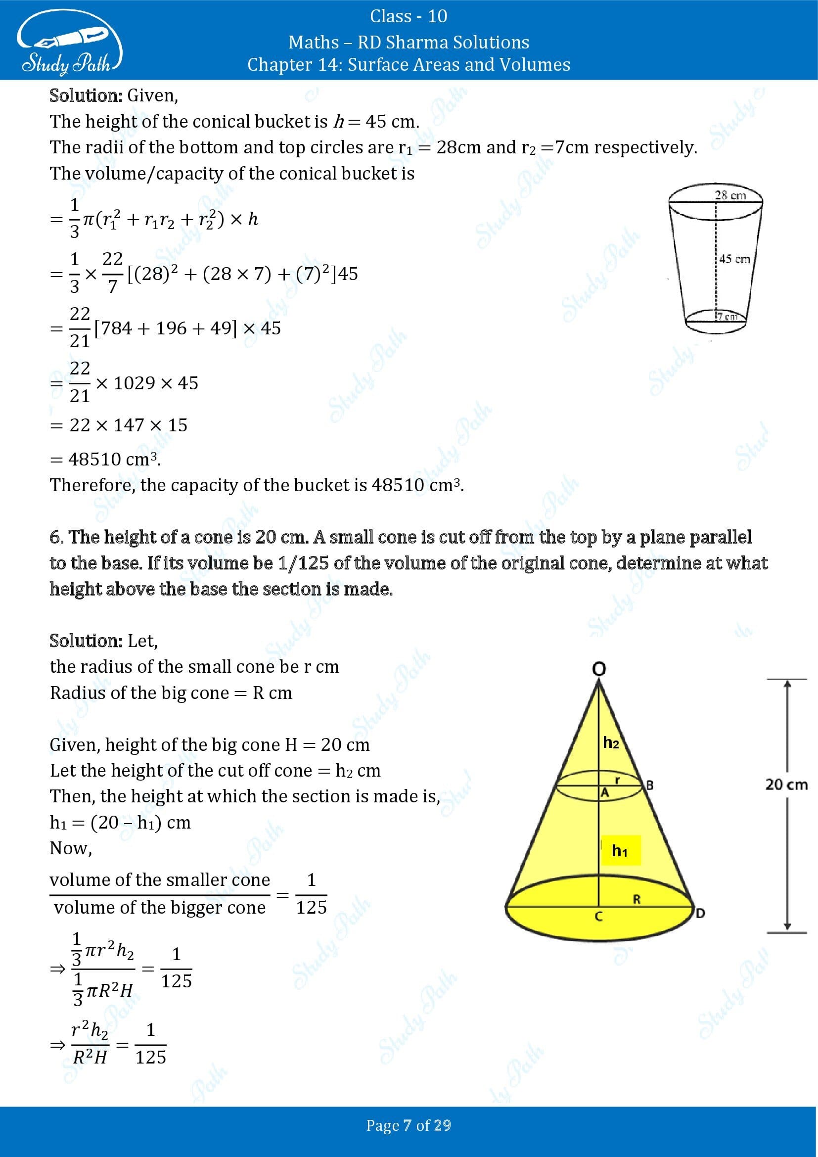 RD Sharma Solutions Class 10 Chapter 14 Surface Areas and Volumes Exercise 14.3 00007