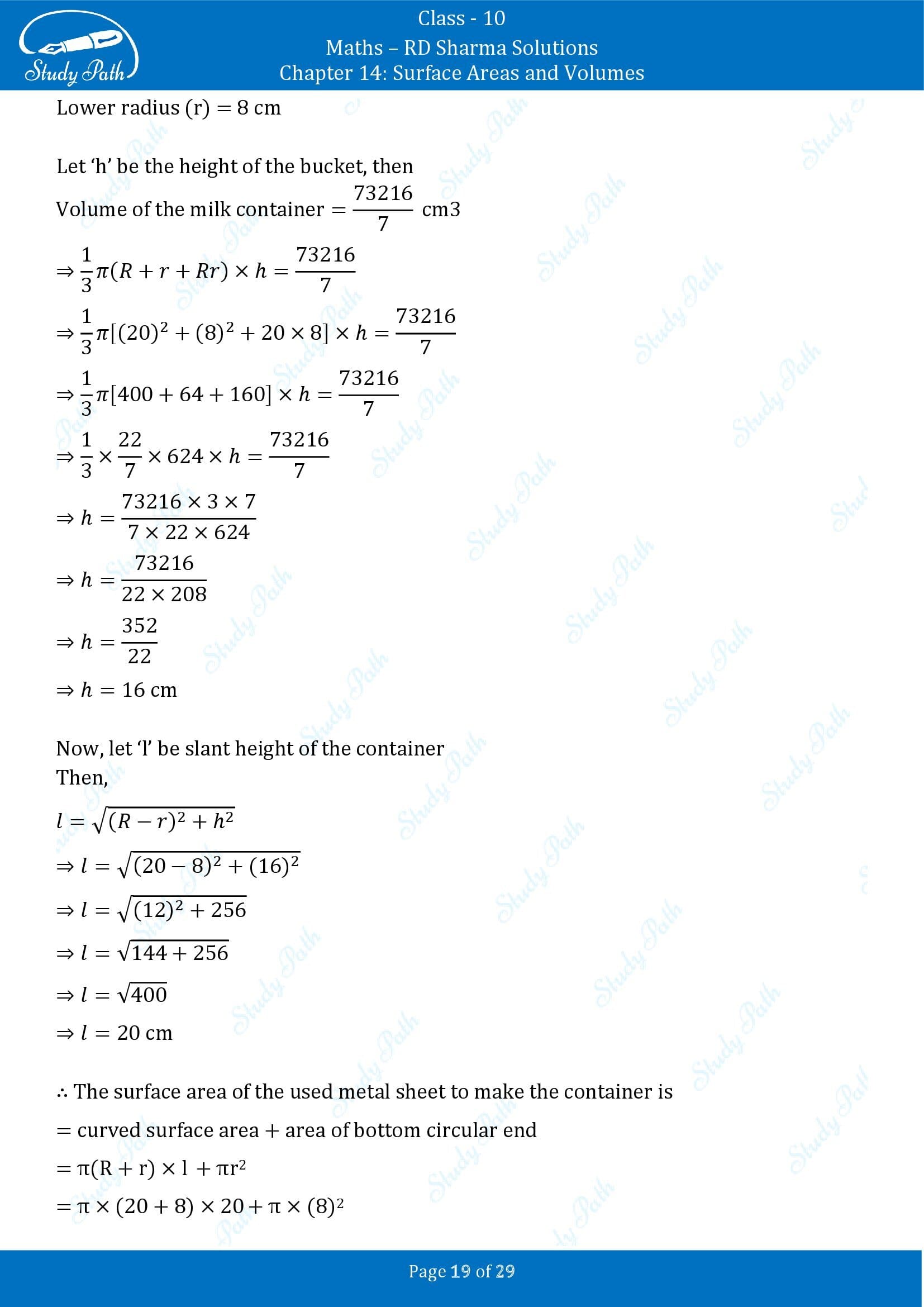RD Sharma Solutions Class 10 Chapter 14 Surface Areas and Volumes Exercise 14.3 00019