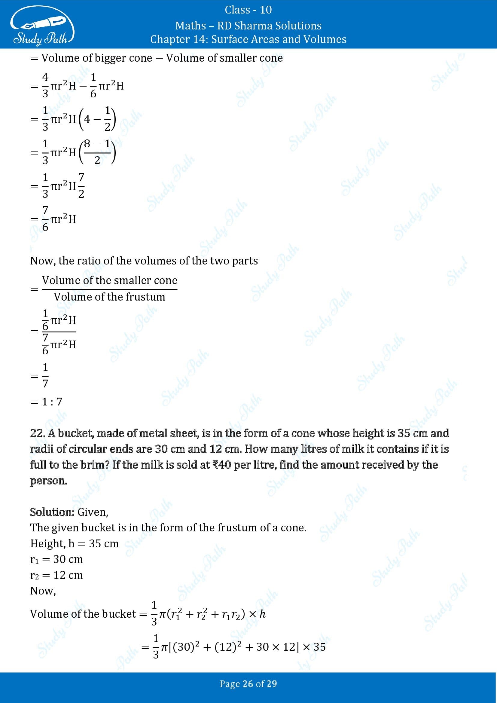RD Sharma Solutions Class 10 Chapter 14 Surface Areas and Volumes Exercise 14.3 00026
