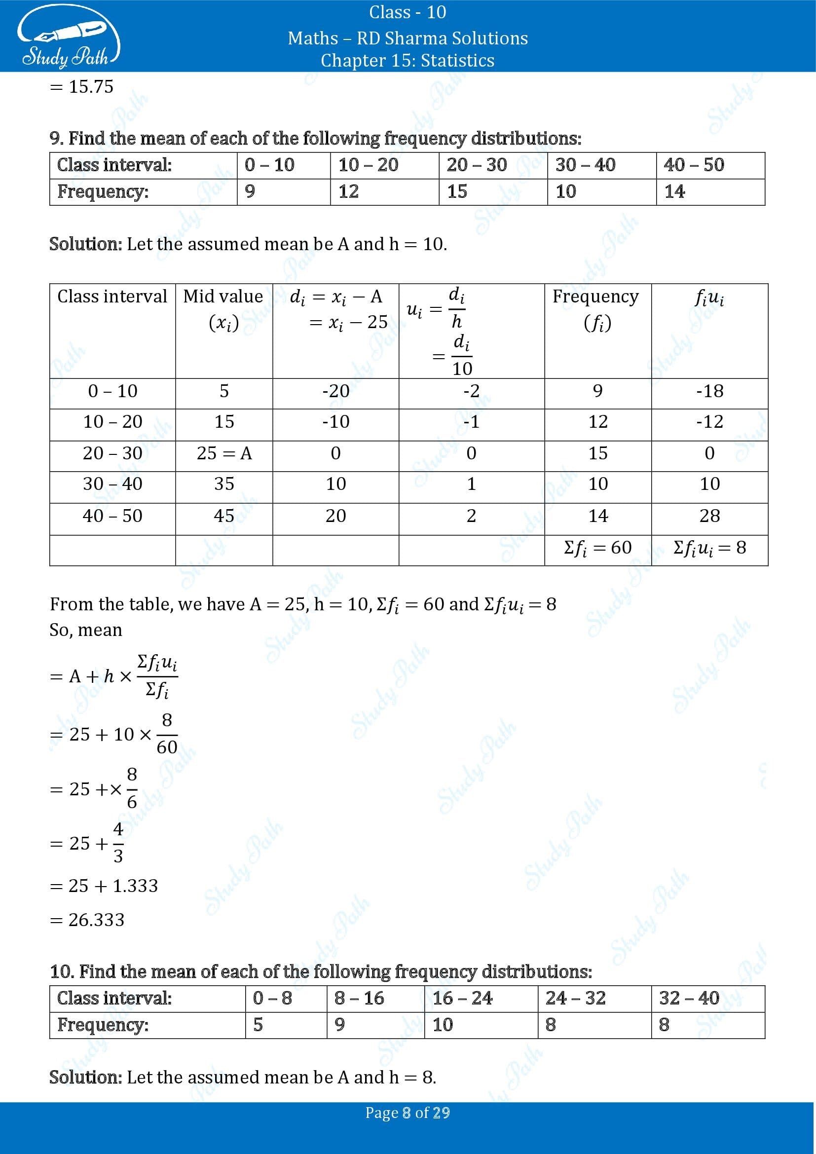 RD Sharma Solutions Class 10 Chapter 15 Statistics Exercise 15.3 0008