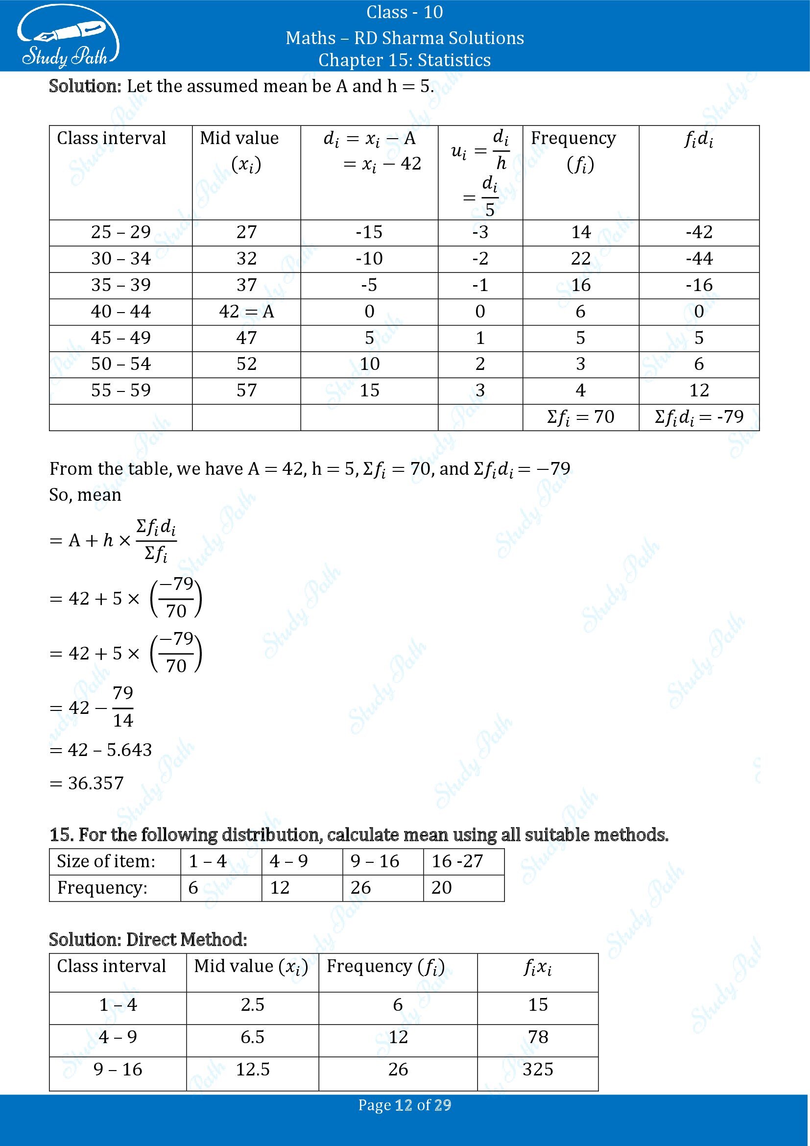 RD Sharma Solutions Class 10 Chapter 15 Statistics Exercise 15.3 0012