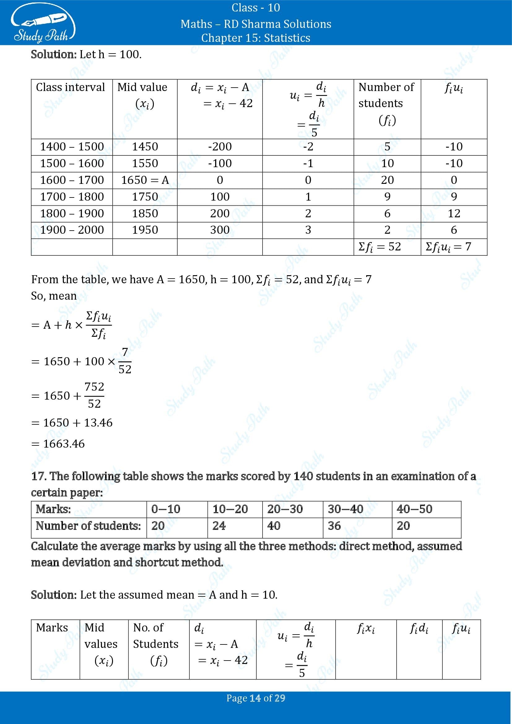 RD Sharma Solutions Class 10 Chapter 15 Statistics Exercise 15.3 0014