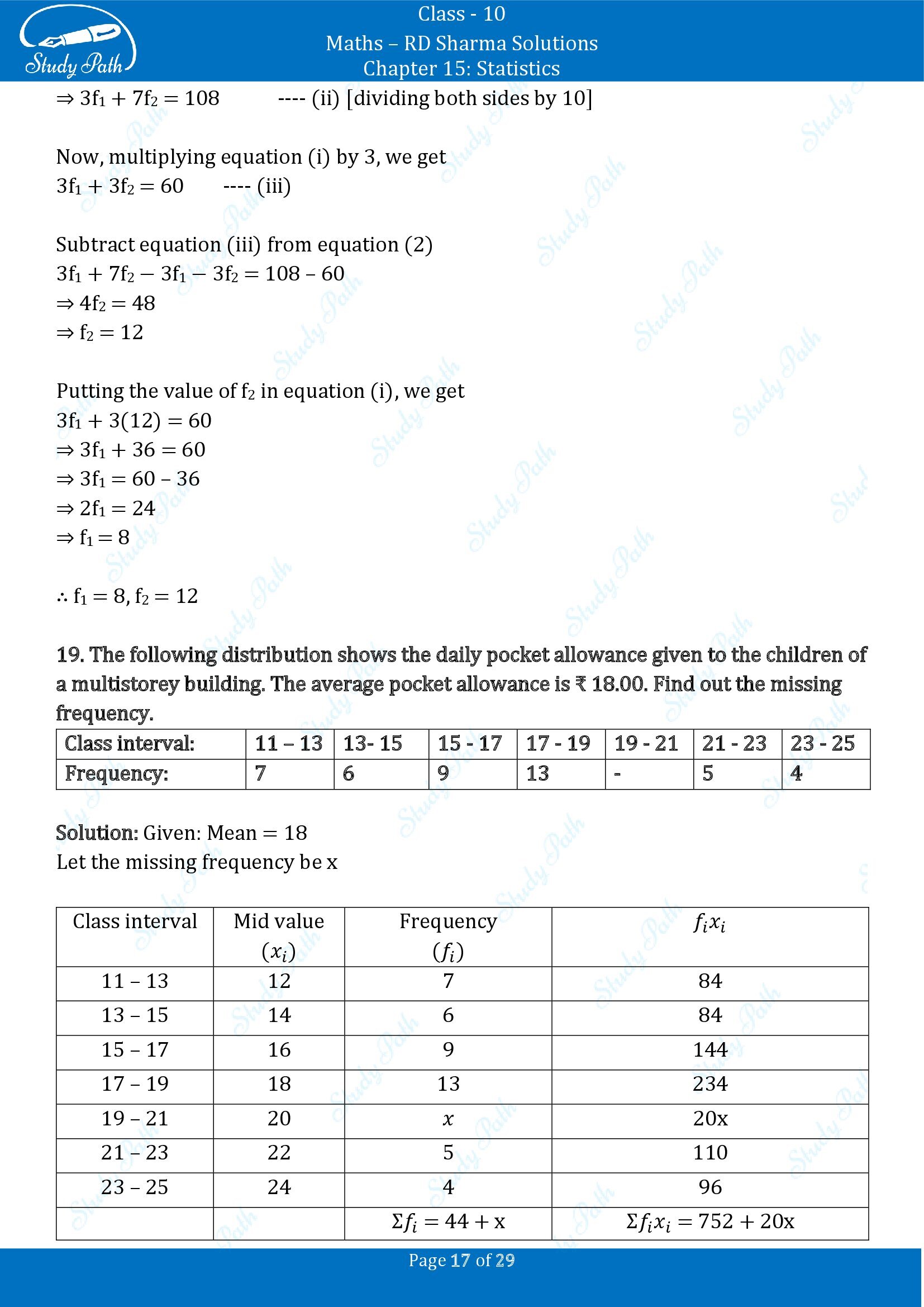 RD Sharma Solutions Class 10 Chapter 15 Statistics Exercise 15.3 0017