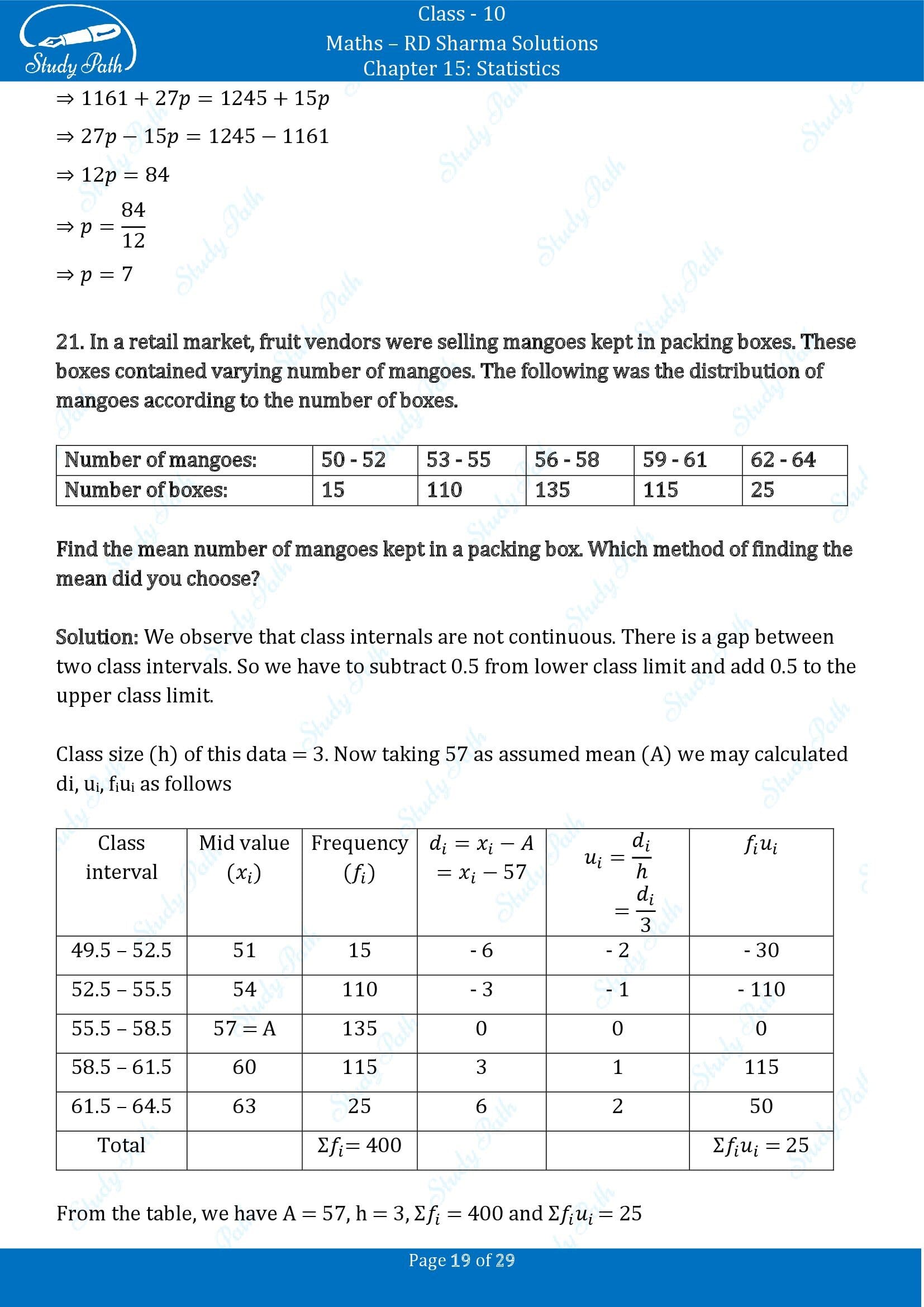 RD Sharma Solutions Class 10 Chapter 15 Statistics Exercise 15.3 0019