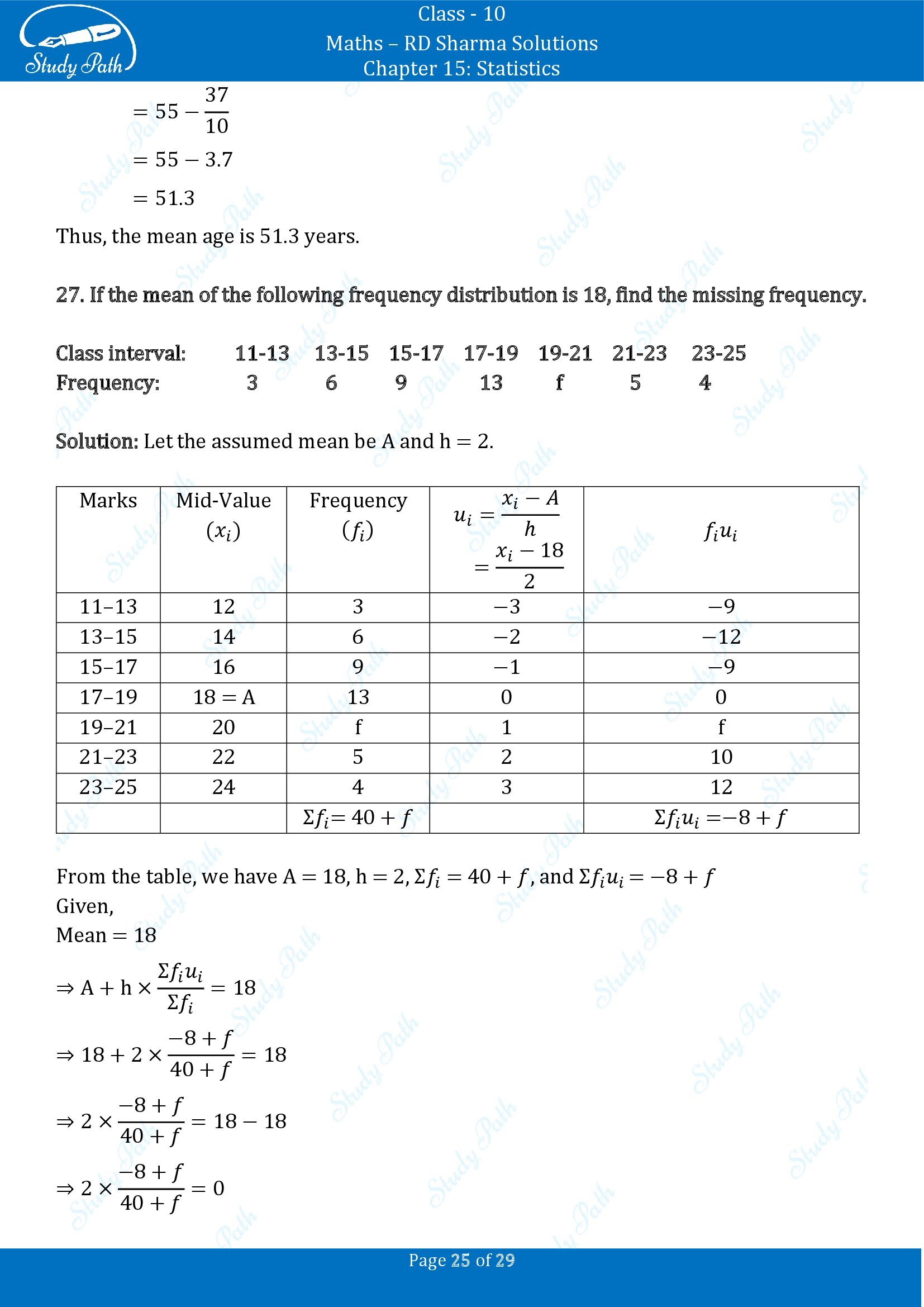 RD Sharma Solutions Class 10 Chapter 15 Statistics Exercise 15.3 0025