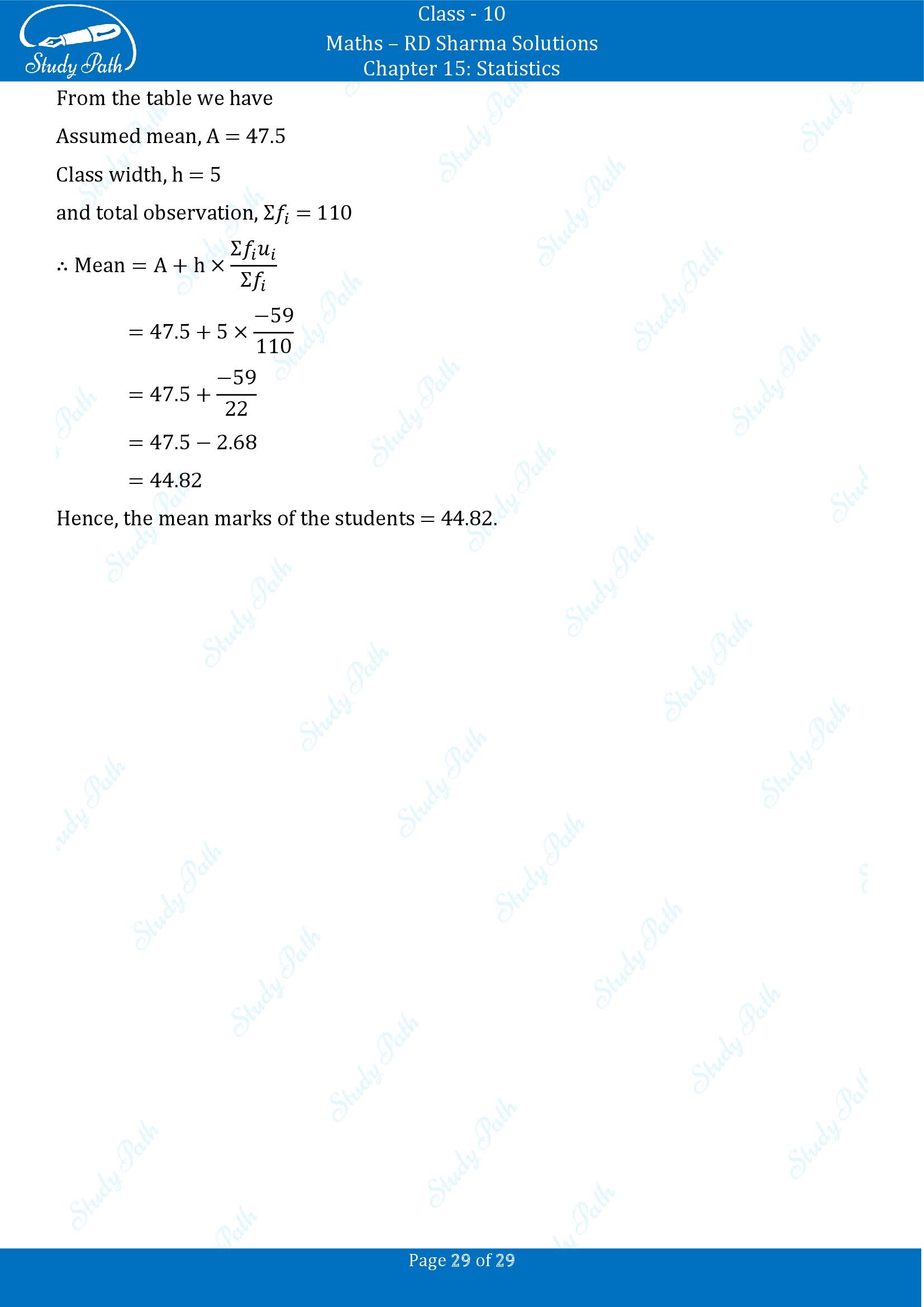 RD Sharma Solutions Class 10 Chapter 15 Statistics Exercise 15.3 0029