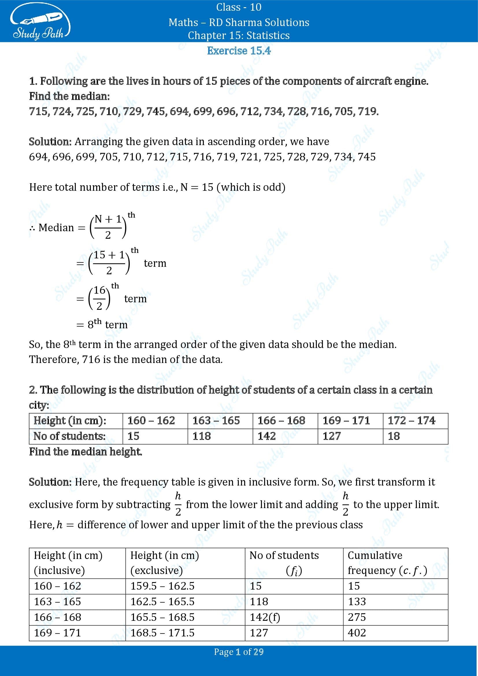 RD Sharma Solutions Class 10 Chapter 15 Statistics Exercise 15.4 00001