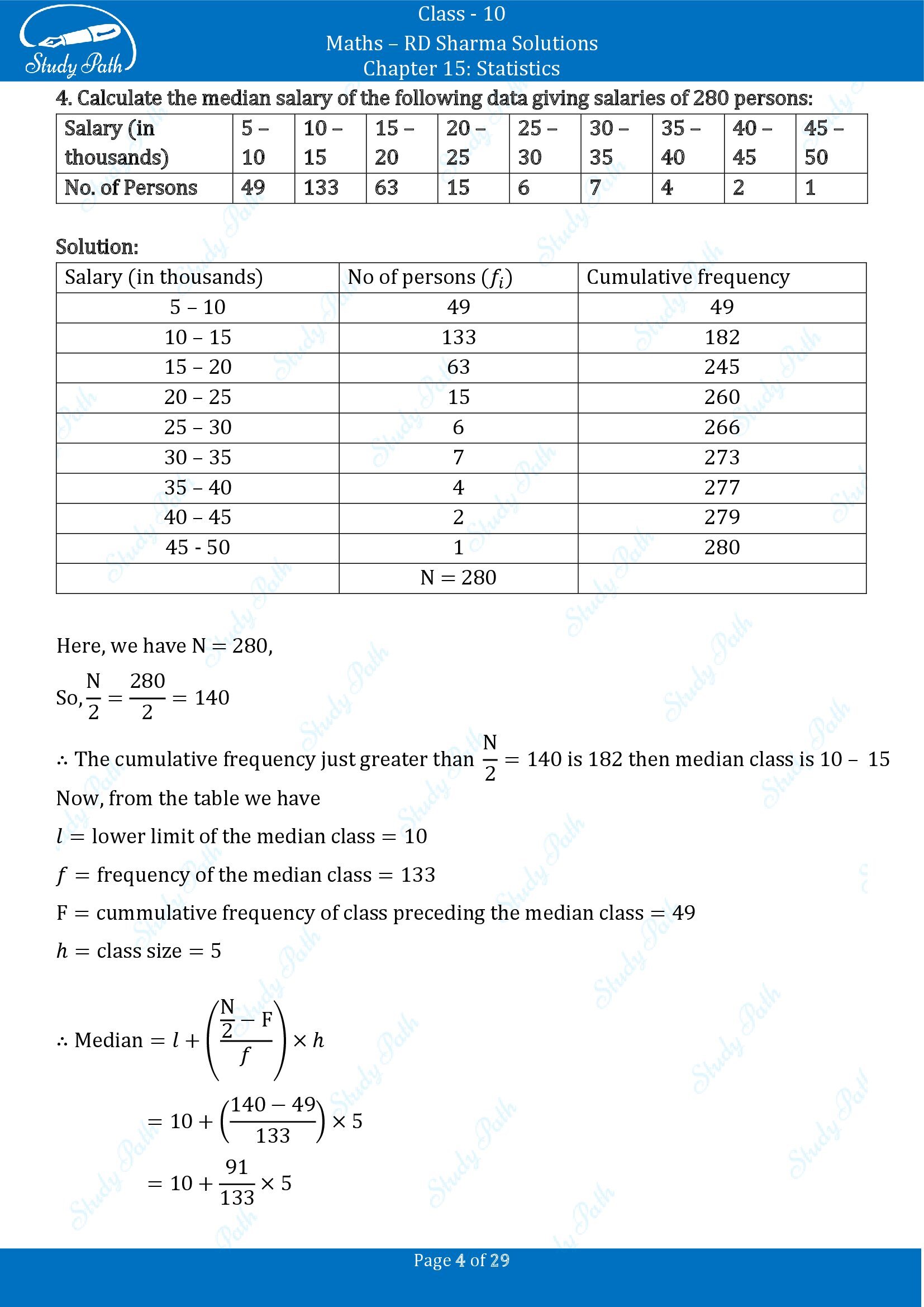 RD Sharma Solutions Class 10 Chapter 15 Statistics Exercise 15.4 00004