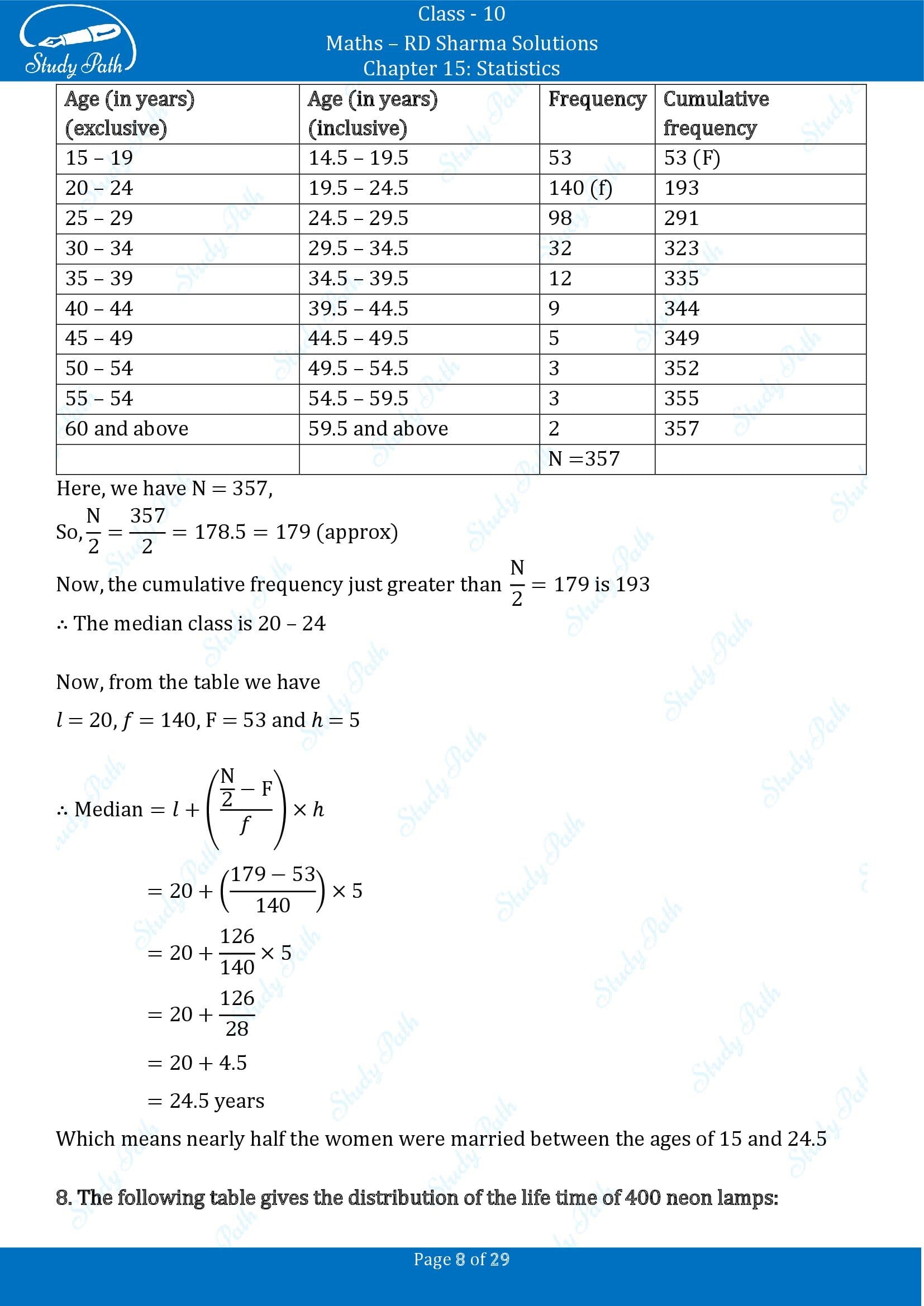 RD Sharma Solutions Class 10 Chapter 15 Statistics Exercise 15.4 00008