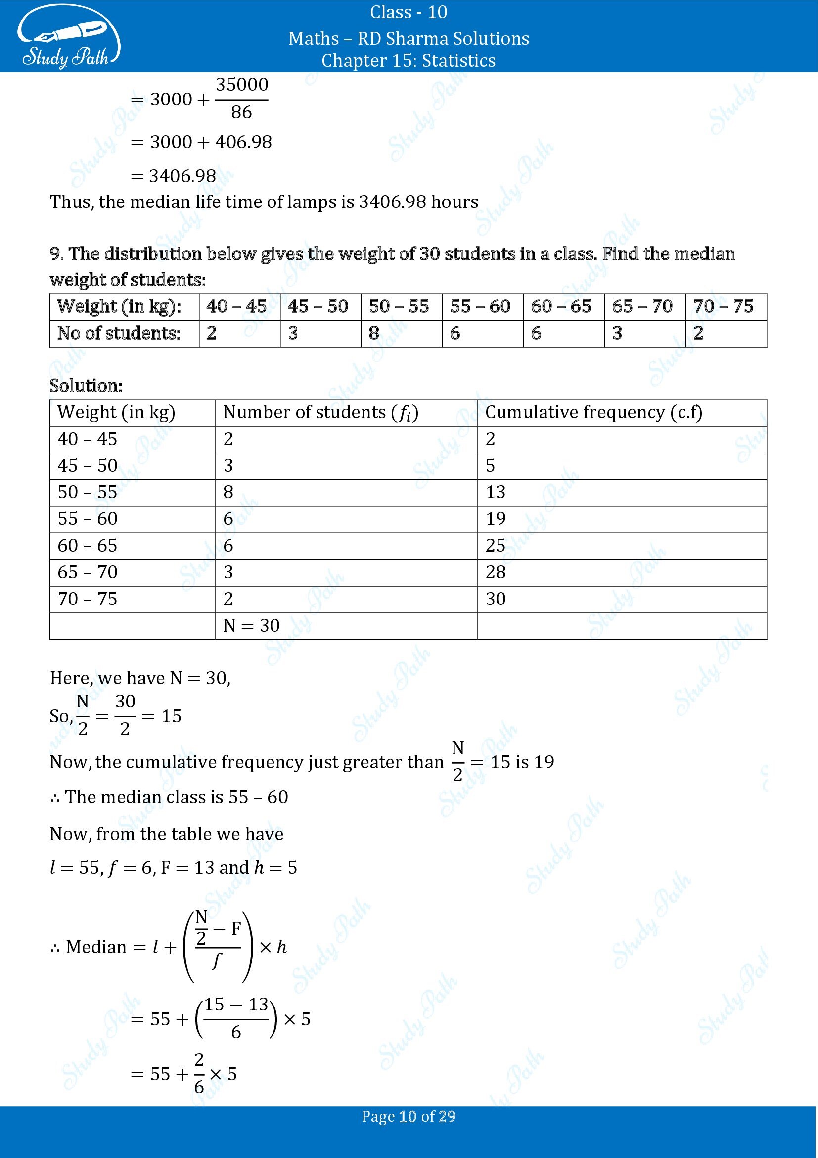 RD Sharma Solutions Class 10 Chapter 15 Statistics Exercise 15.4 00010