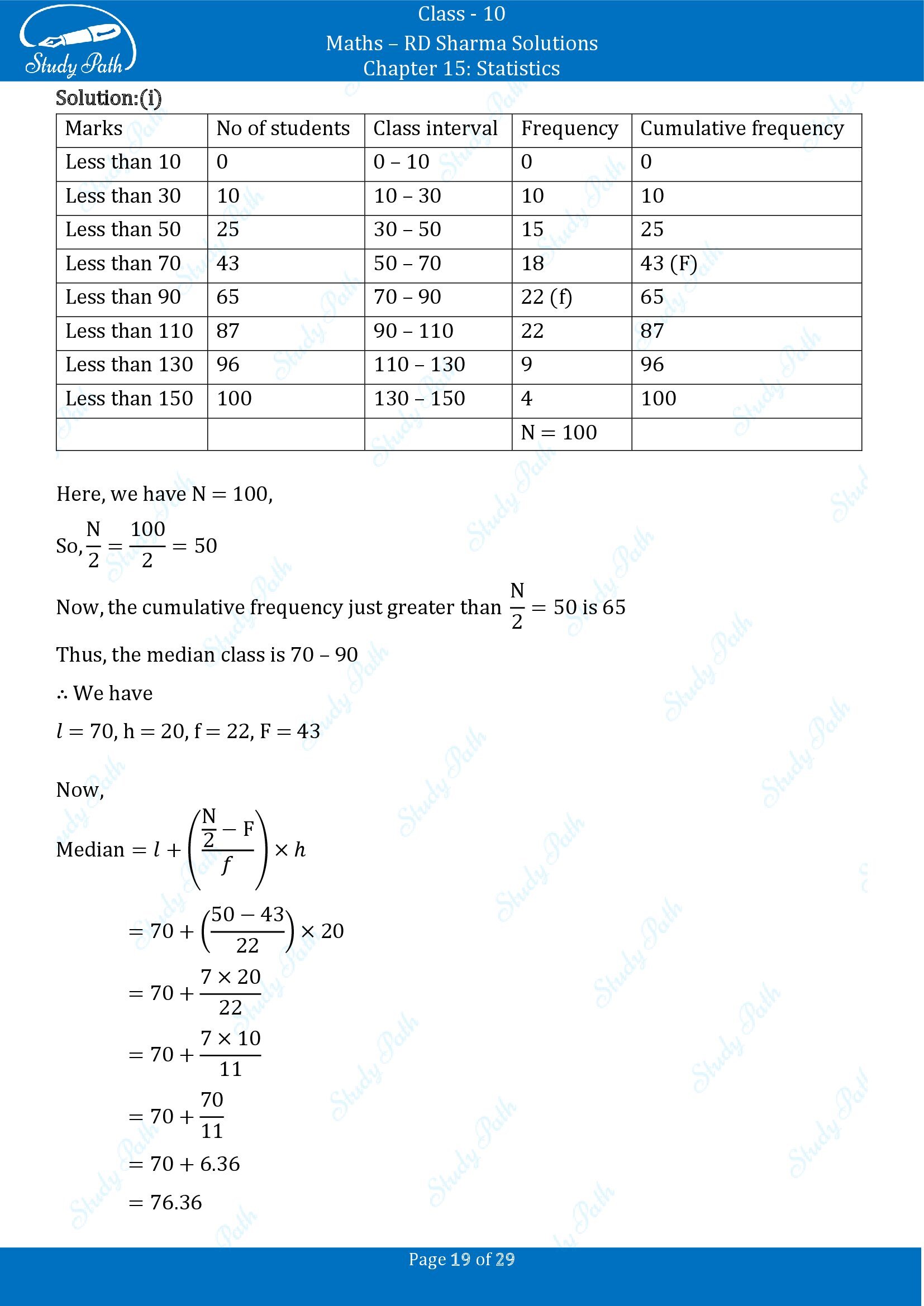 RD Sharma Solutions Class 10 Chapter 15 Statistics Exercise 15.4 00019