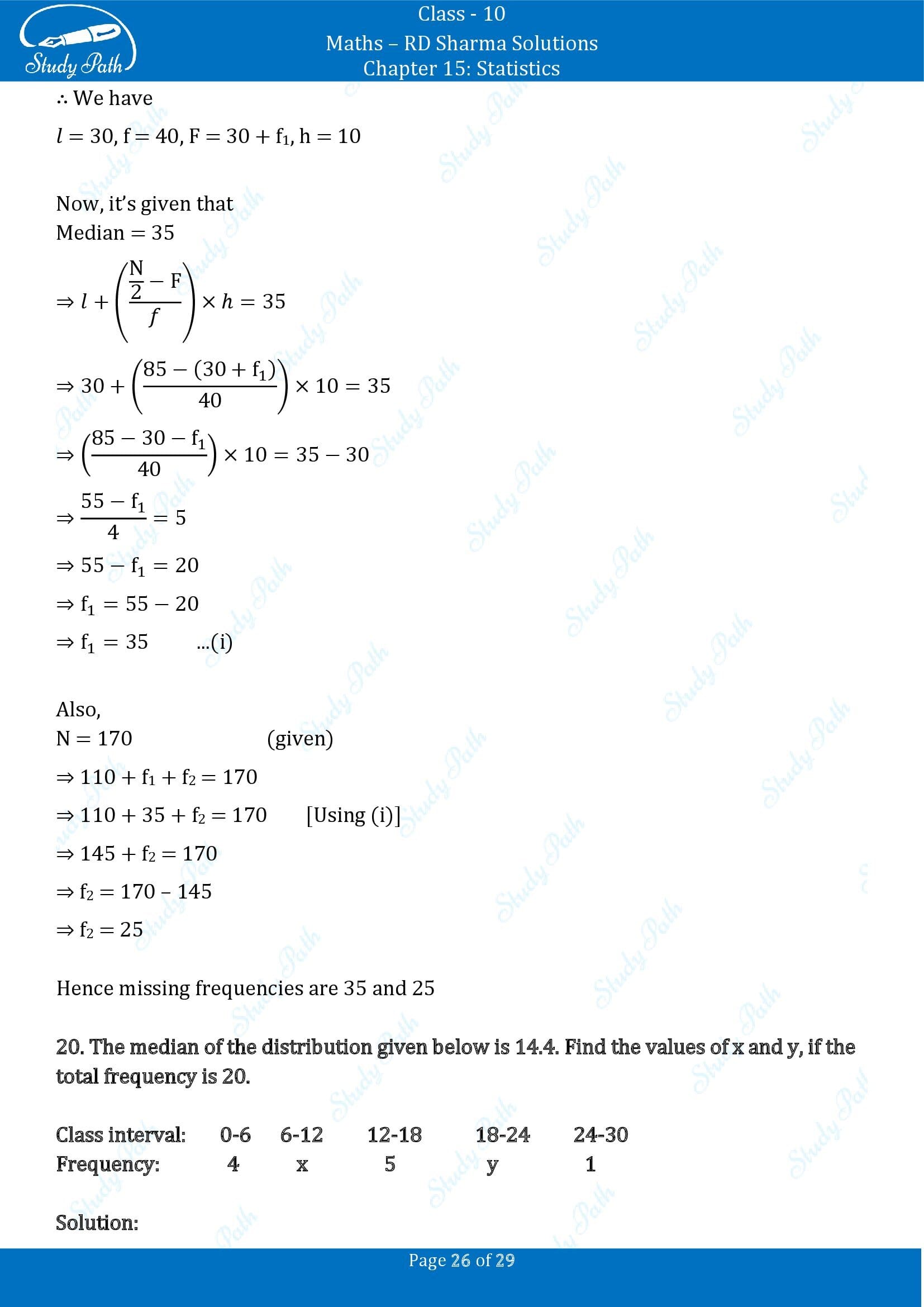 RD Sharma Solutions Class 10 Chapter 15 Statistics Exercise 15.4 00026
