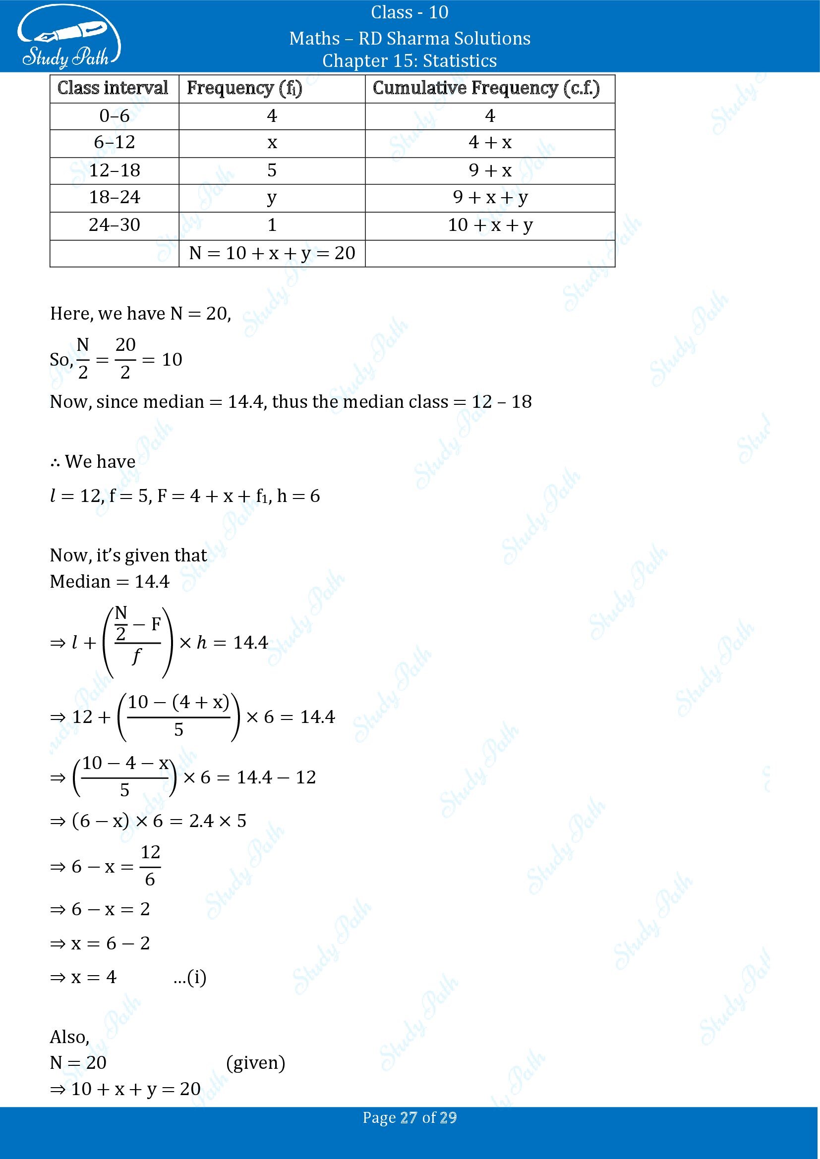 RD Sharma Solutions Class 10 Chapter 15 Statistics Exercise 15.4 00027