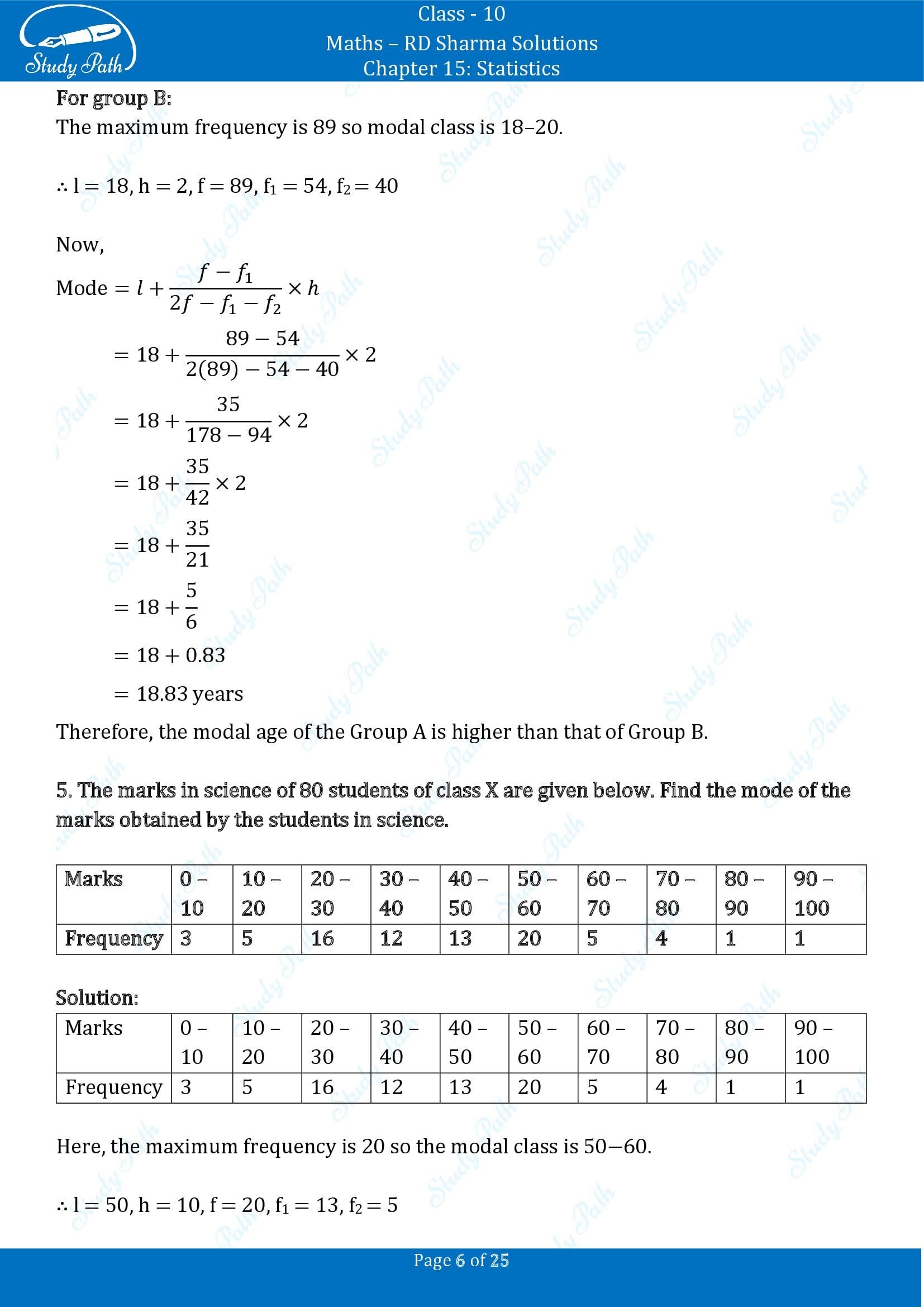 RD Sharma Solutions Class 10 Chapter 15 Statistics Exercise 15.5 00006