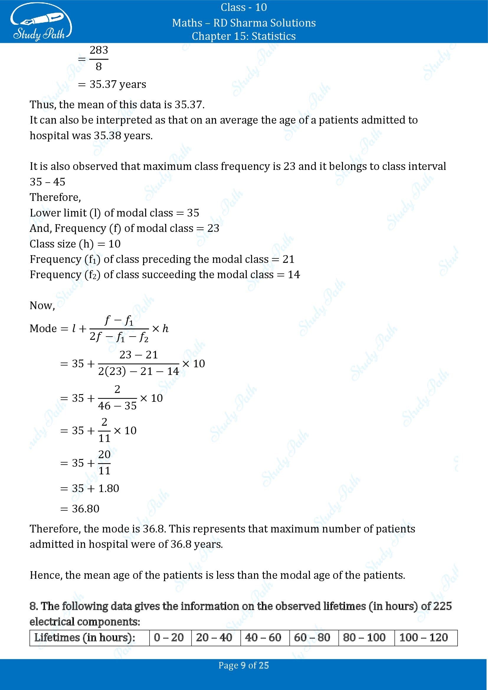 RD Sharma Solutions Class 10 Chapter 15 Statistics Exercise 15.5 00009