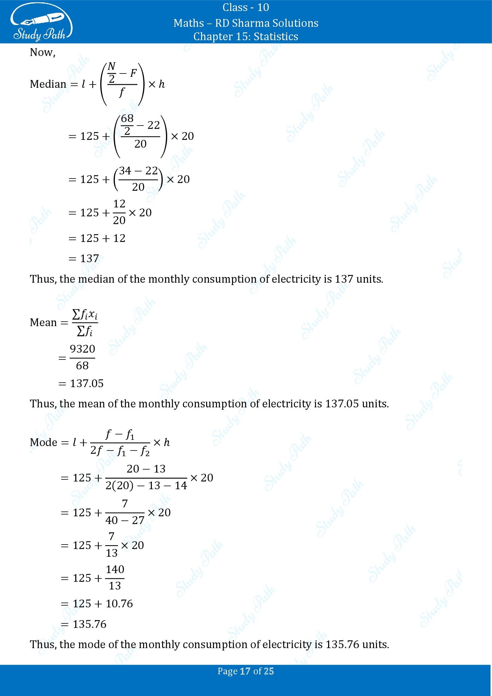 RD Sharma Solutions Class 10 Chapter 15 Statistics Exercise 15.5 00017