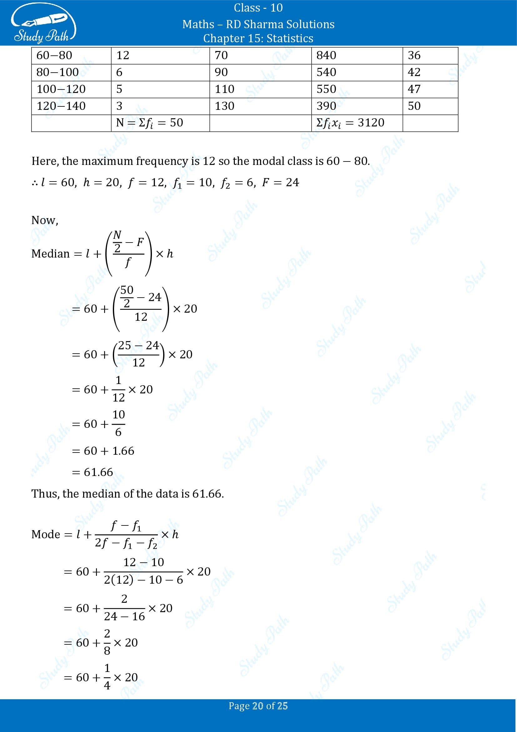 RD Sharma Solutions Class 10 Chapter 15 Statistics Exercise 15.5 00020
