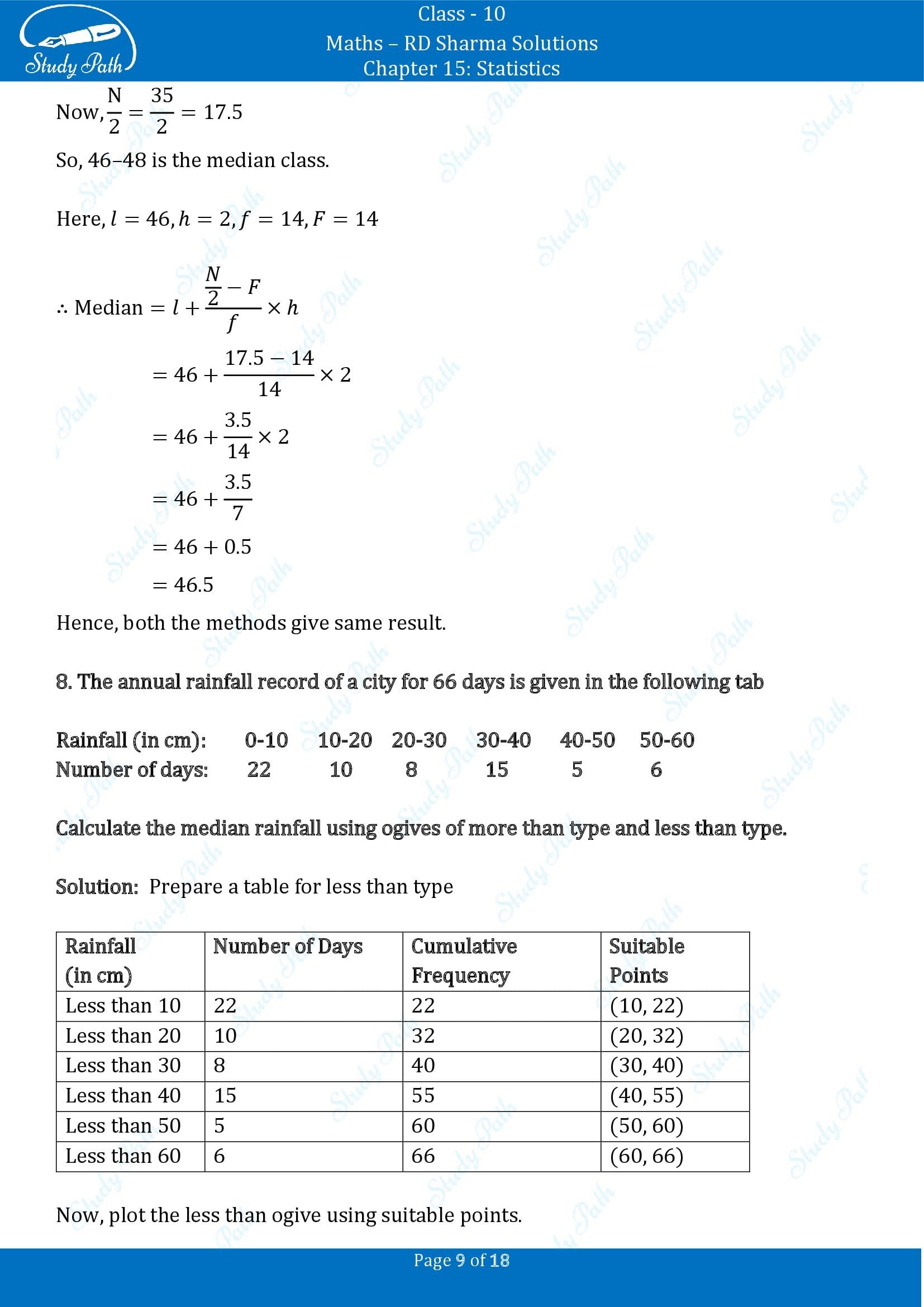 RD Sharma Solutions Class 10 Chapter 15 Statistics Exercise 15.6 00009